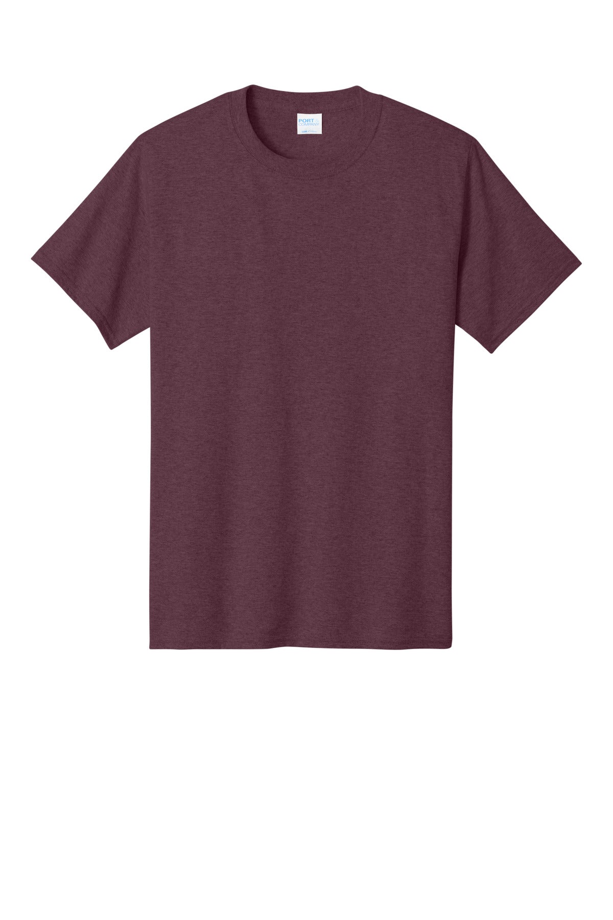 Front View of Hthr Ath Mroon Port & Co Core Cotton Tee. PC54