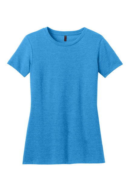 Front View of Hthr Brt Turqu District Women's Perfect Blend CVC Tee. DM108L