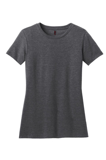 Front View of Hthr Charcoal District Women's Perfect Blend CVC Tee. DM108L