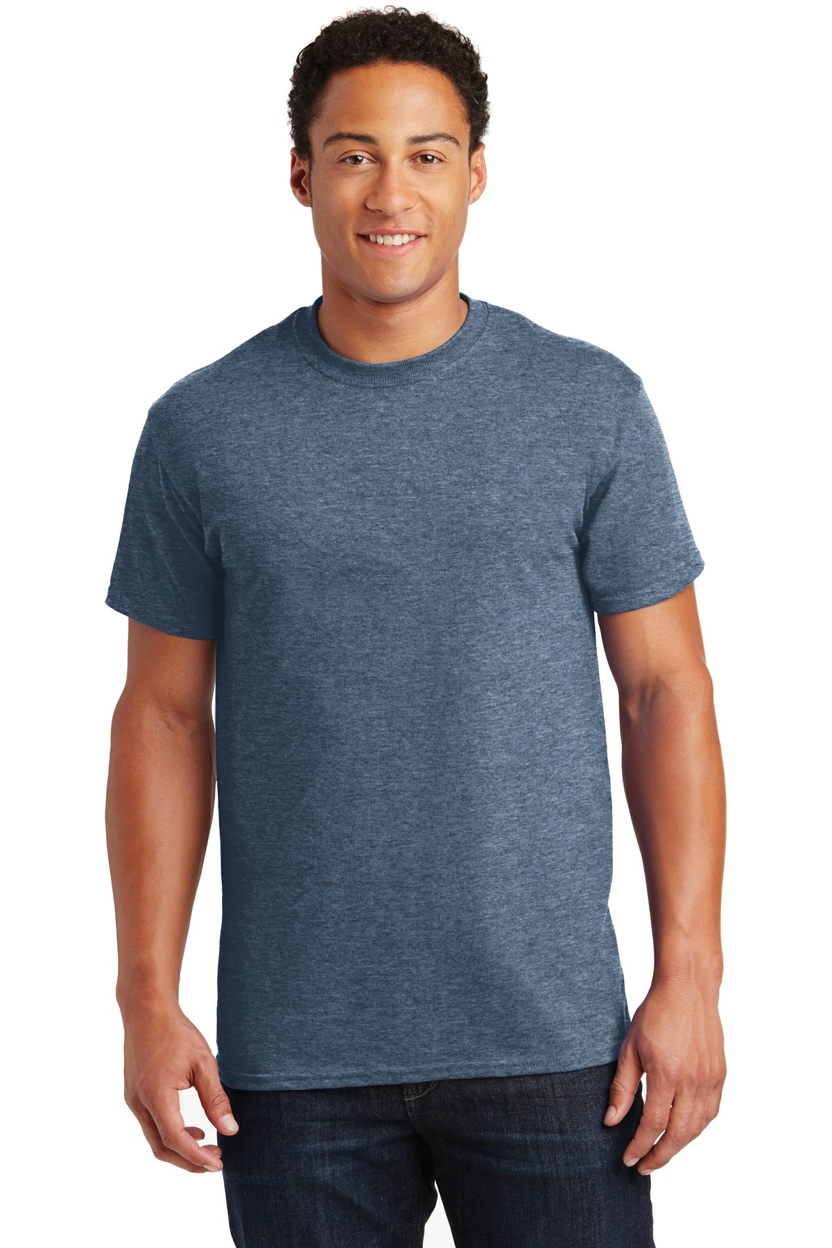 Front View of Hthr Indigo Gildan - Ultra Cotton 100% US Cotton T-Shirt. 2000