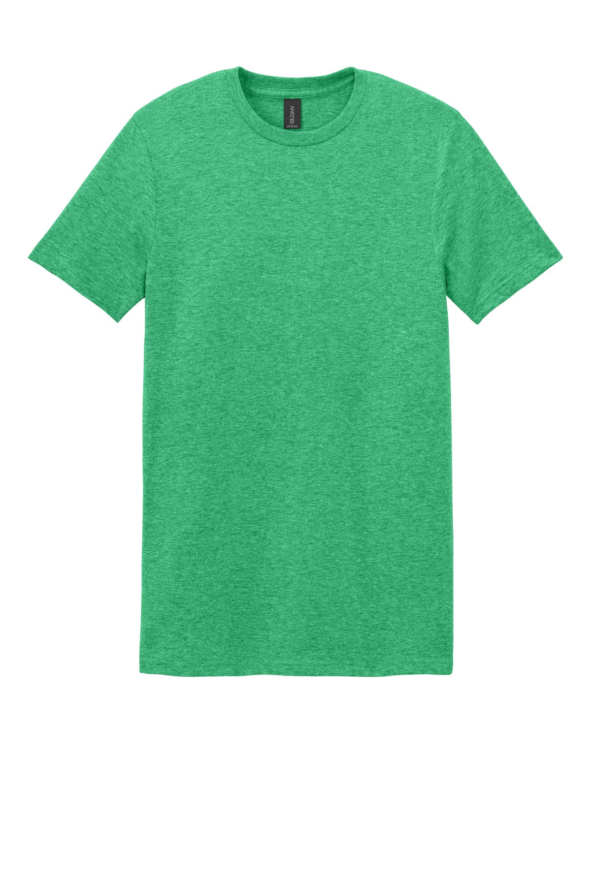 Front View of Hthr Irish Grn Gildan Softstyle T-Shirt. 64000