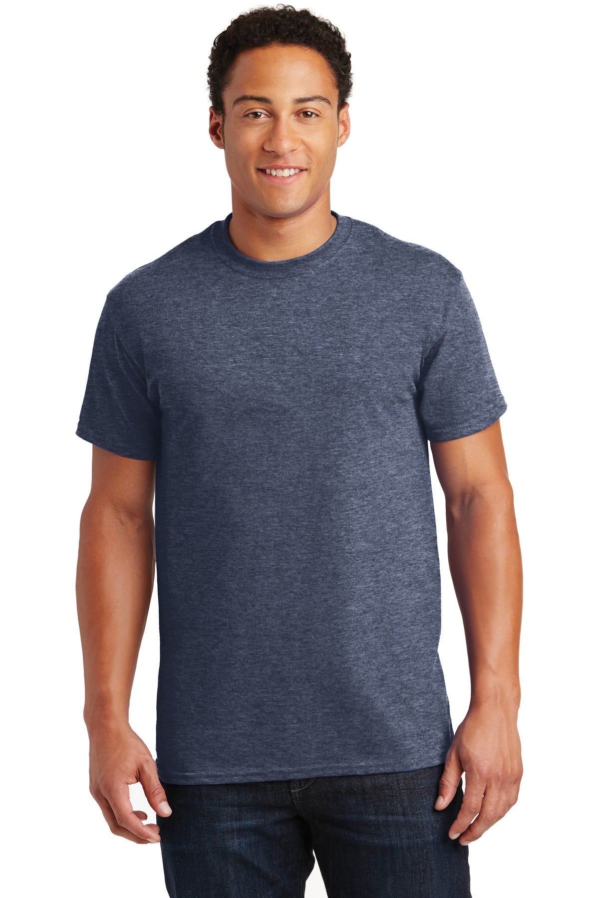 Front View of Hthr Navy Gildan - Ultra Cotton 100% US Cotton T-Shirt. 2000