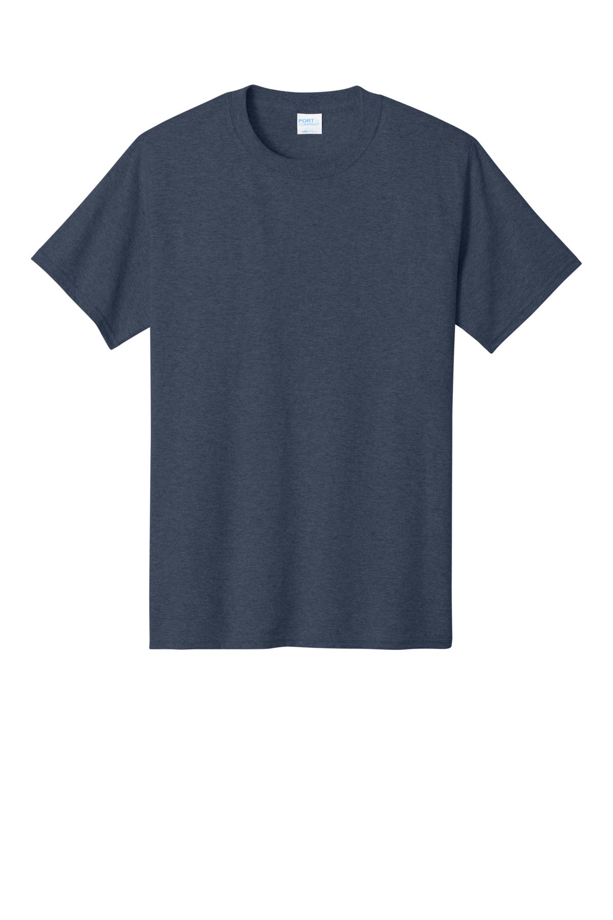 Front View of Hthr Navy Port & Co Core Cotton Tee. PC54