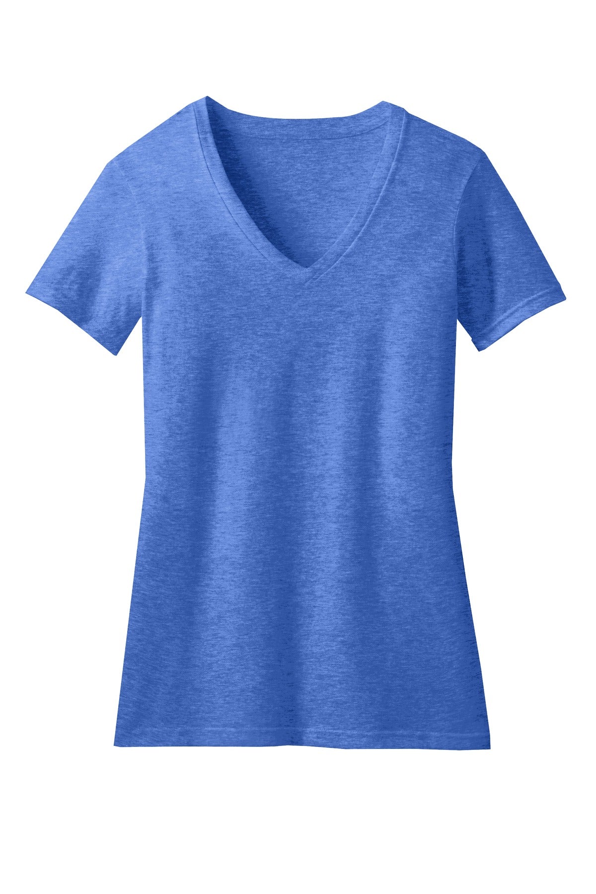 Front View of Hthr Royal District Women's Perfect Blend CVC V-Neck Tee. DM1190L
