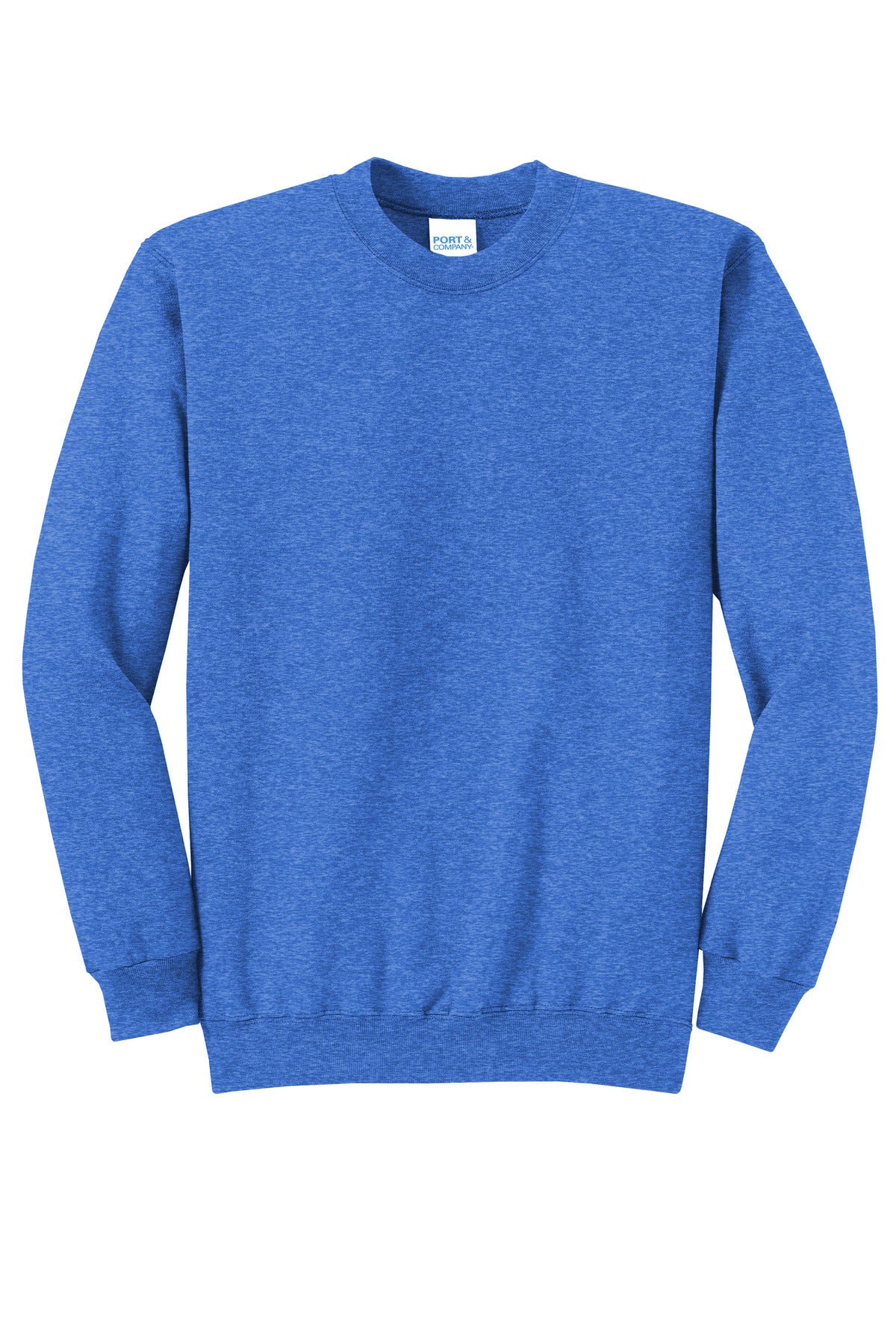Front View of Hthr Royal Port & Co Core Fleece Crewneck Sweatshirt. PC78