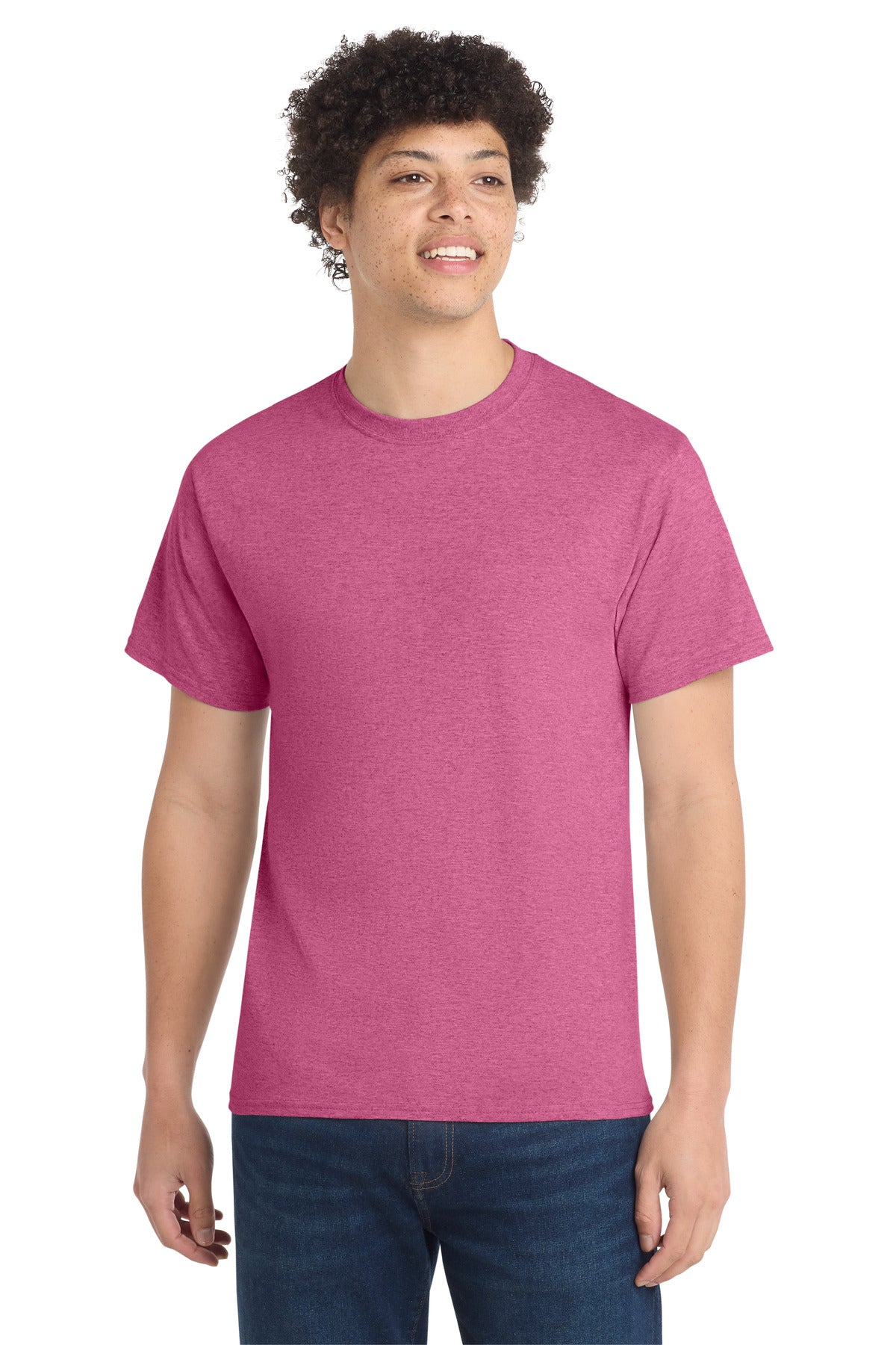 Front View of Hthr Sangria Port & Co Core Cotton Tee. PC54