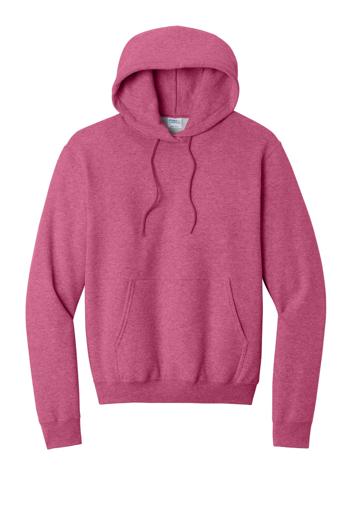 Front View of Hthr Sangria Port & Co Core Fleece Pullover Hooded Sweatshirt. PC78H