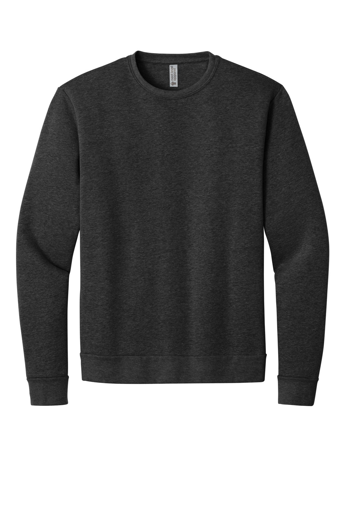 Front View of HthrBlack Next Level Apparel Adult Malibu Crewneck Sweatshirt NL9002