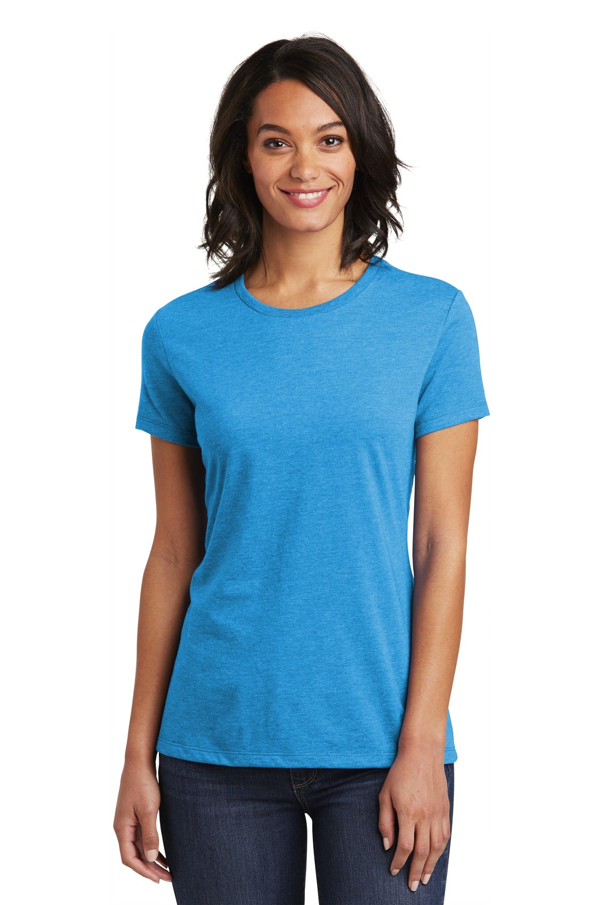 Front View of Hthrd Brt Turq District Women's Very Important Tee . DT6002