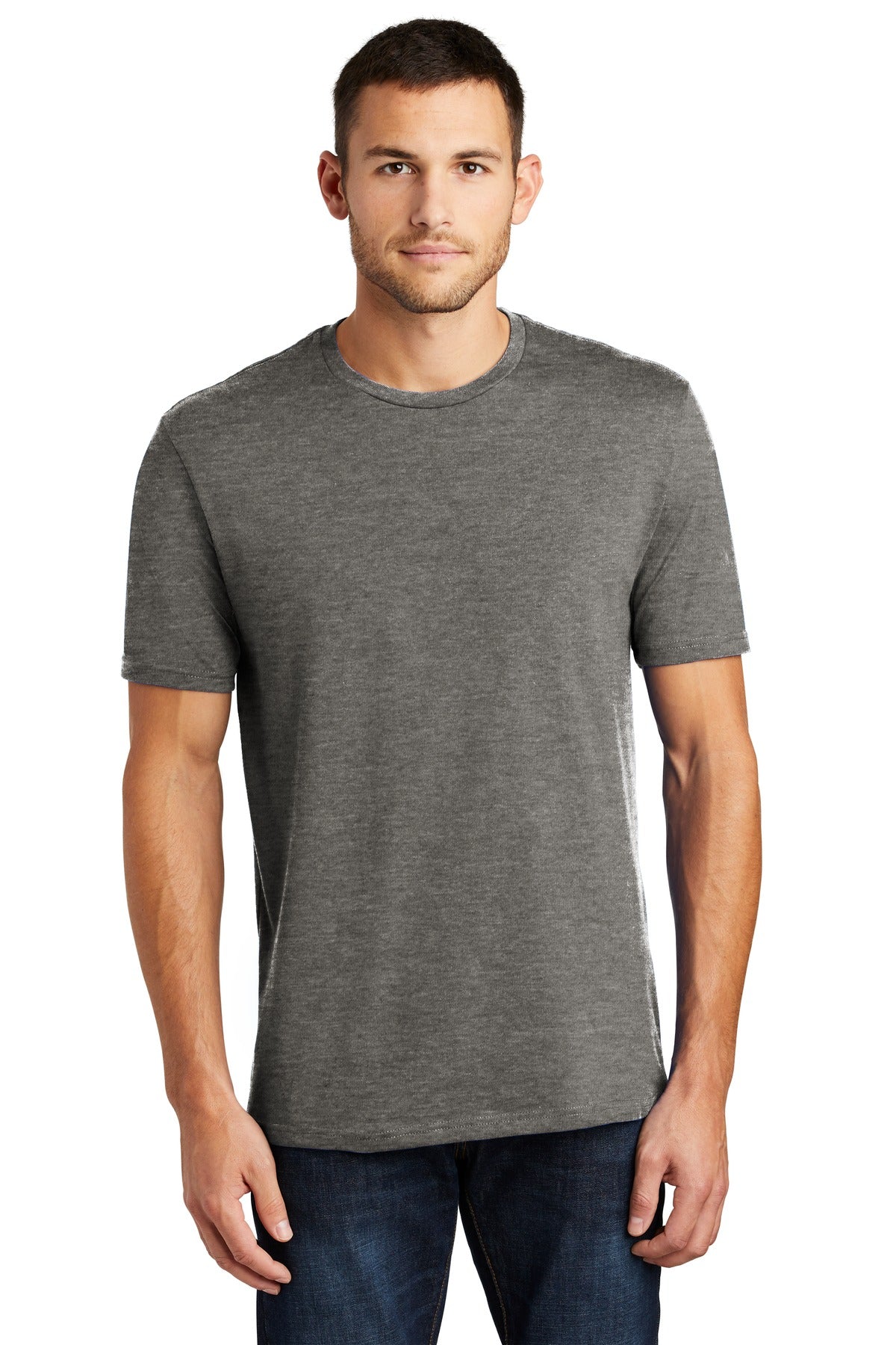 Front View of Hthrd Charcoal District Perfect Weight Tee. DT104