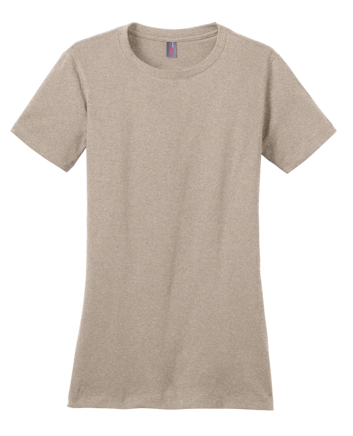 Front View of Hthrd Latte District Women's Perfect Weight Tee. DM104L