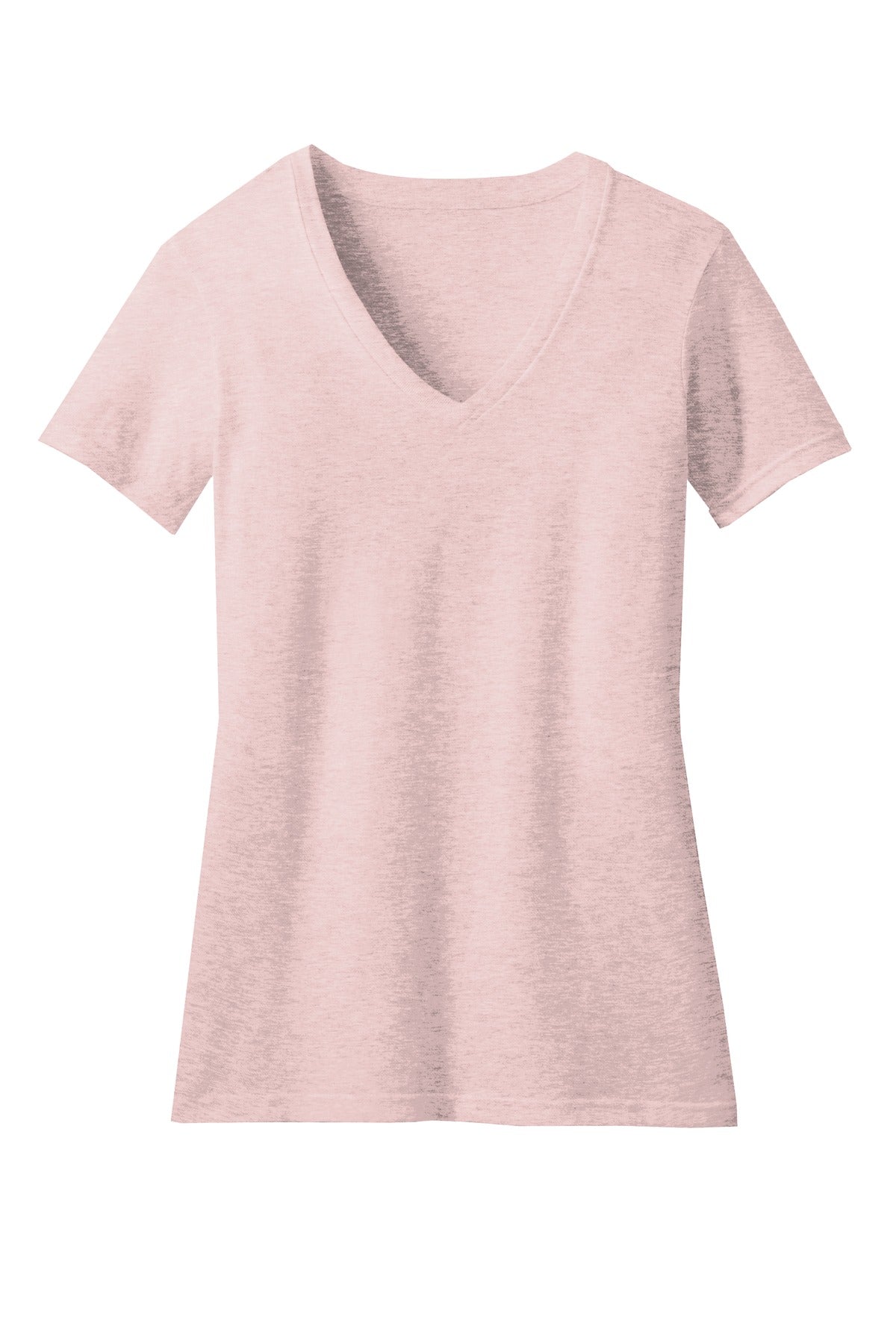 Front View of Hthrd Lavender District Women's Perfect Blend CVC V-Neck Tee. DM1190L