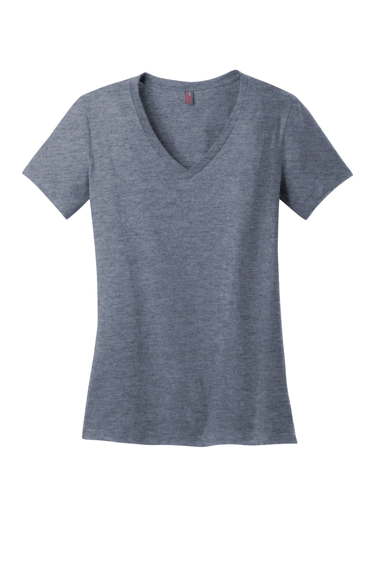 Front View of Hthrd Navy District - Women's Perfect Weight V-Neck Tee. DM1170L