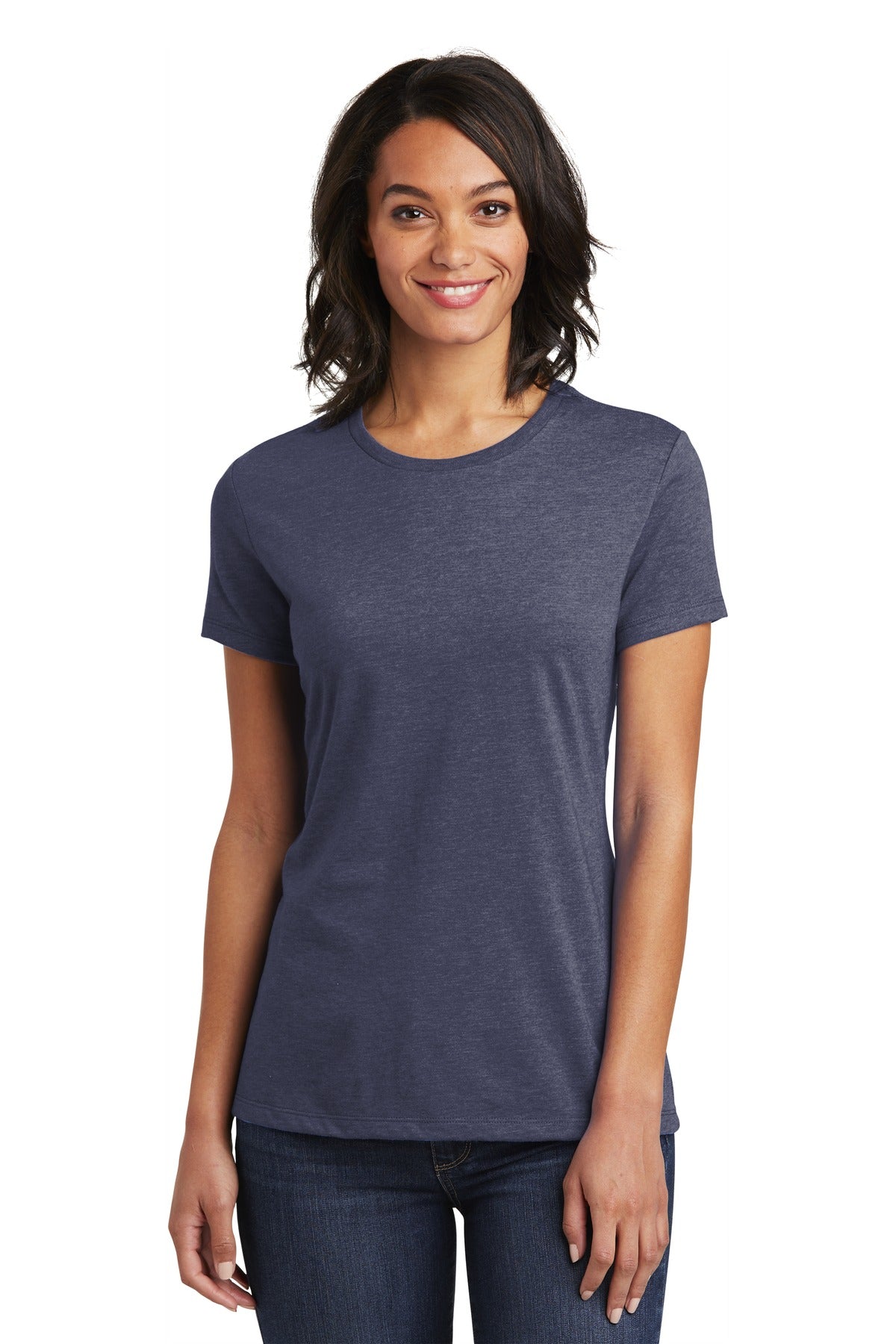 Front View of Hthrd Navy District Women's Very Important Tee . DT6002