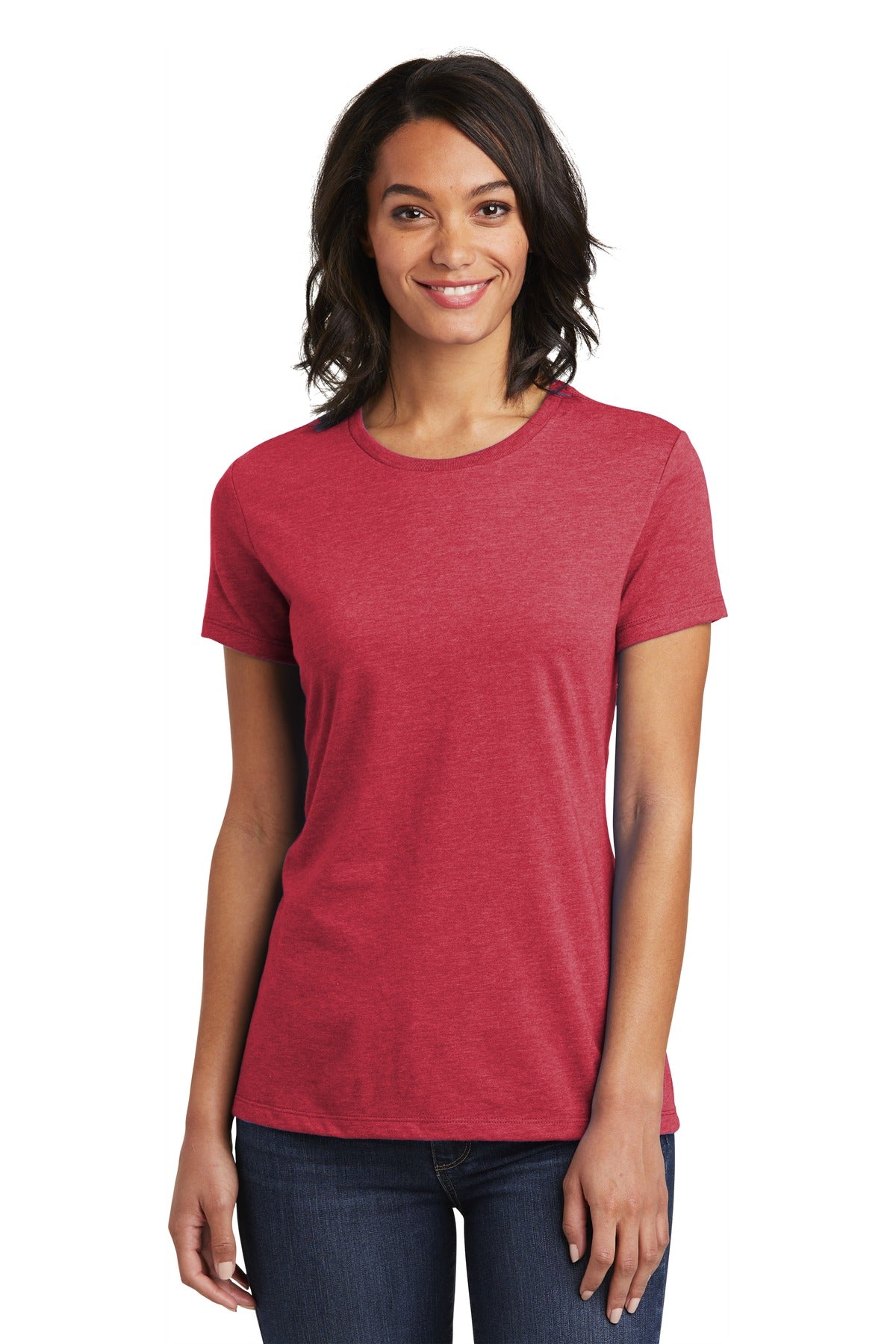 Front View of Hthrd Red District Women's Very Important Tee . DT6002