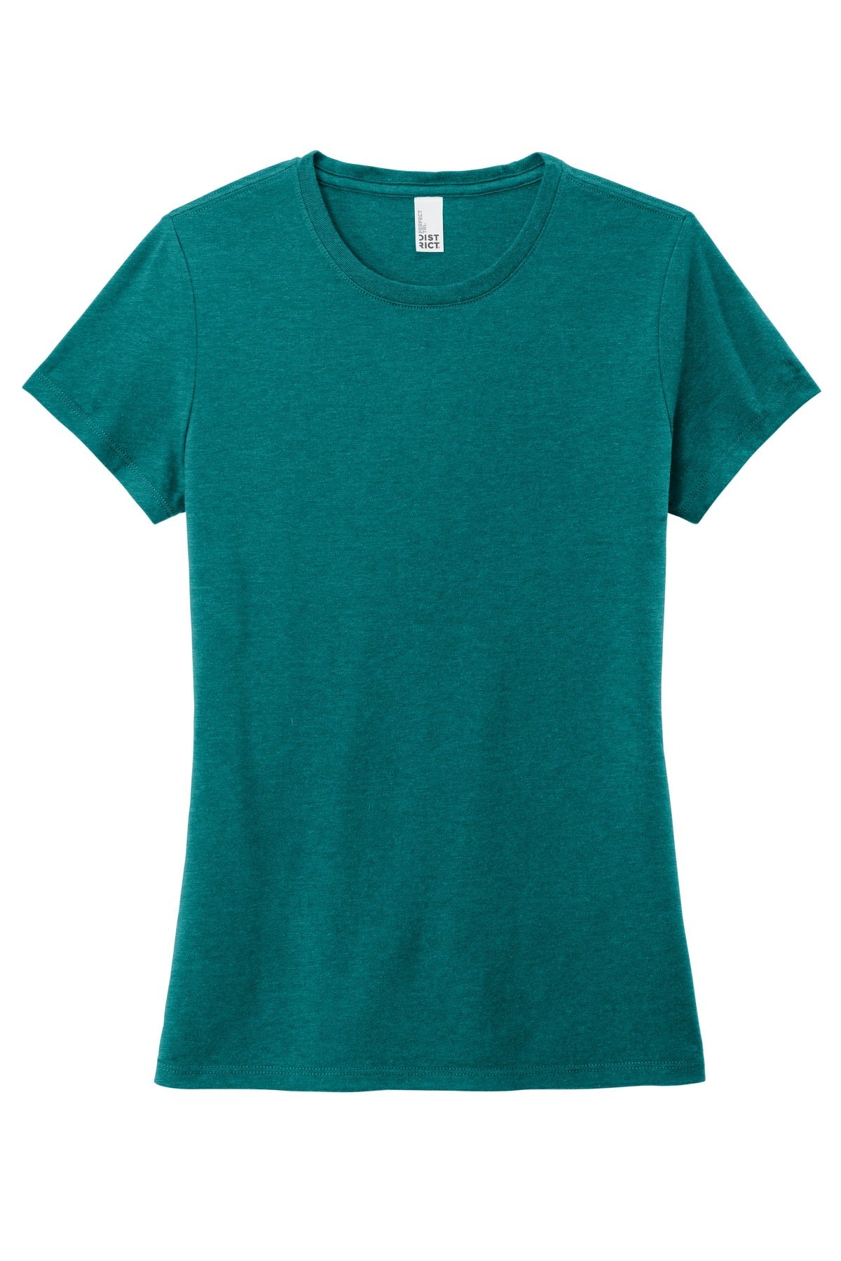 Front View of Hthrd Teal District Women's Perfect Tri Tee. DM130L