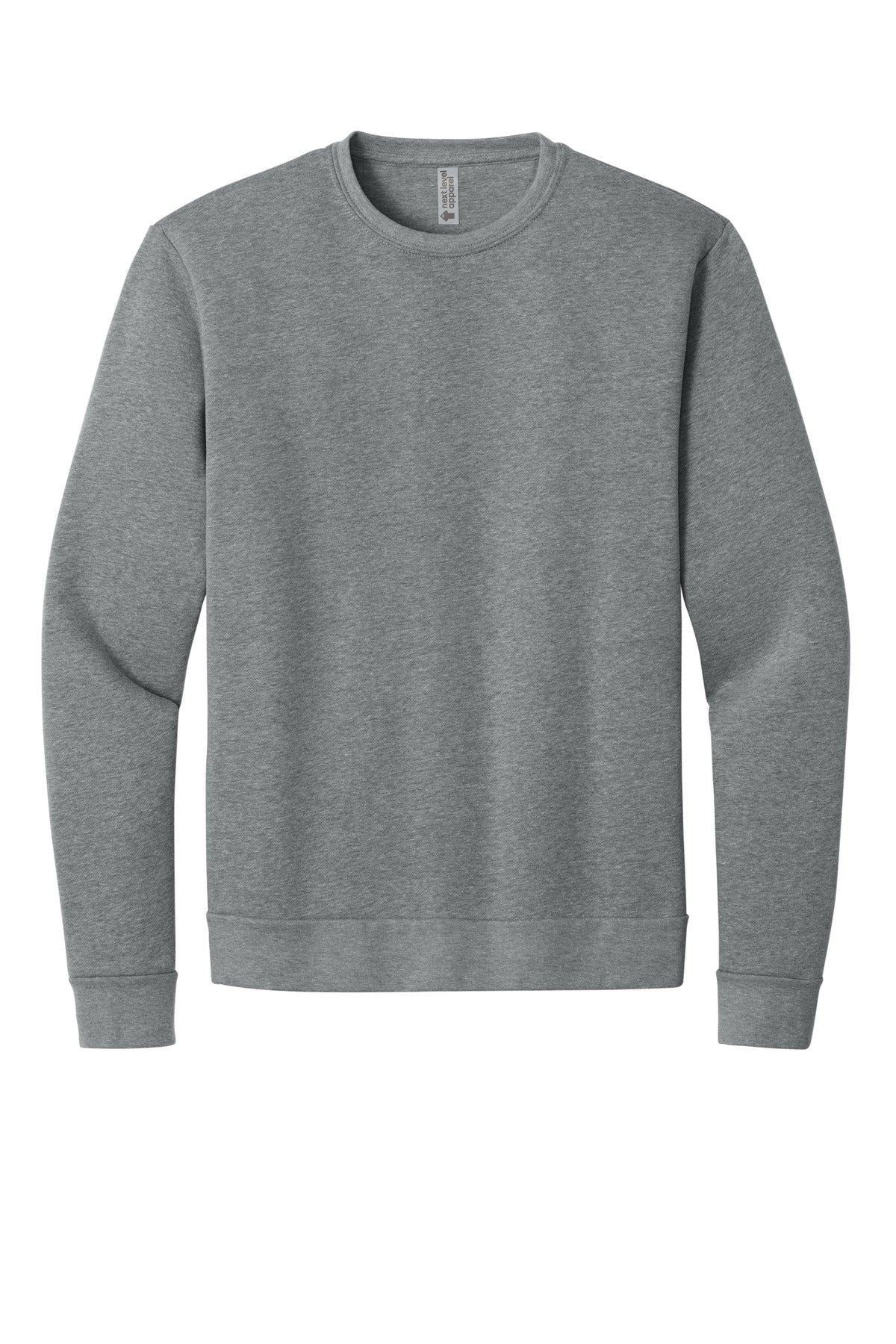 Front View of HthrGray Next Level Apparel Adult Malibu Crewneck Sweatshirt NL9002