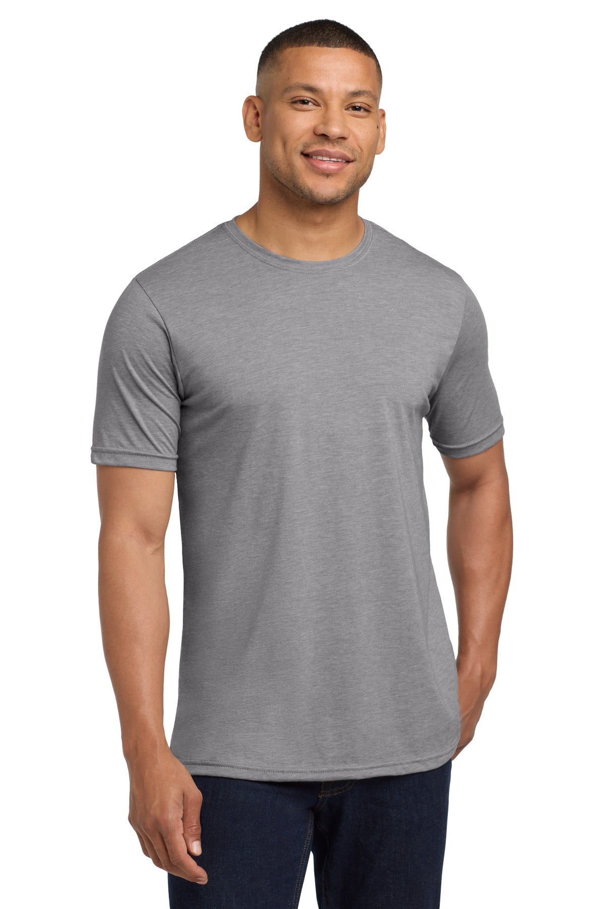 Front View of HthrGray Next Level Apparel Adult Poly/Cotton Tee. NL6200