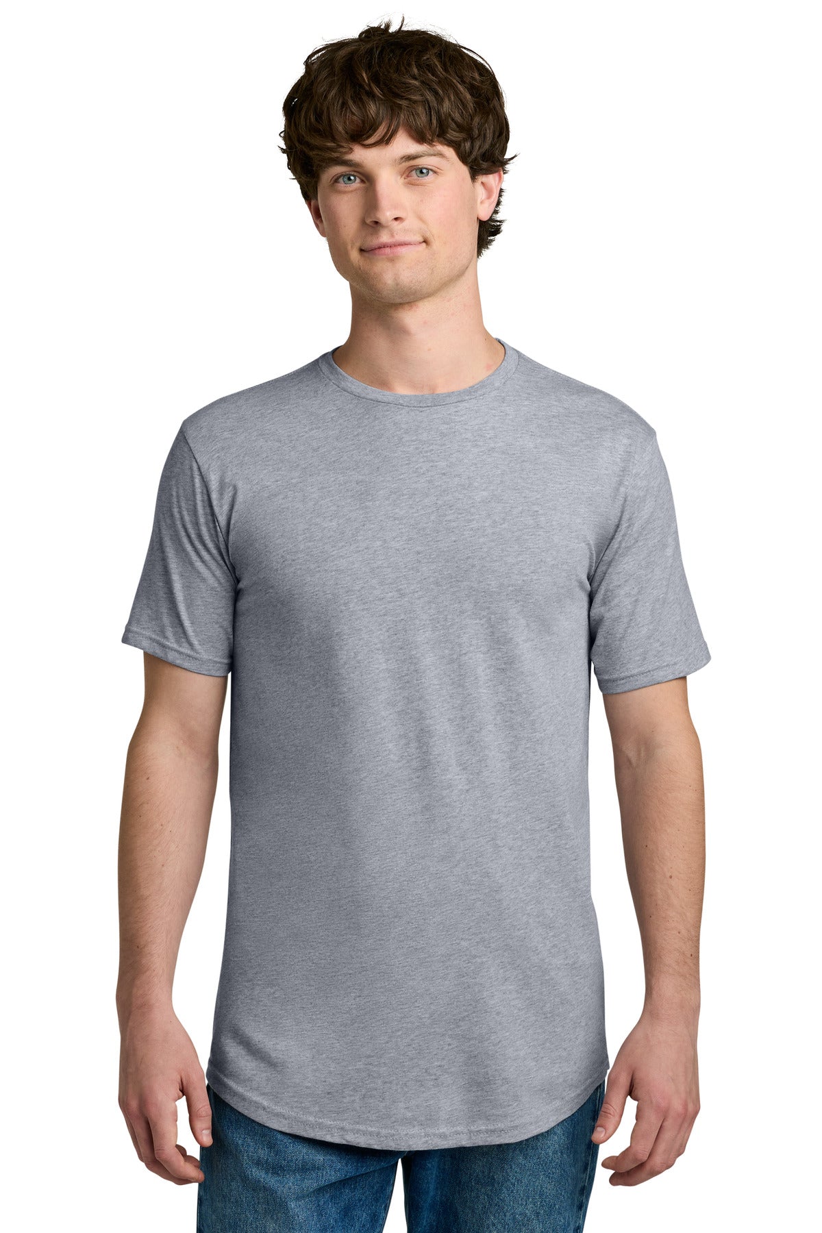 Front View of HthrGray Next Level Apparel Cotton Long Body Tee NL3602