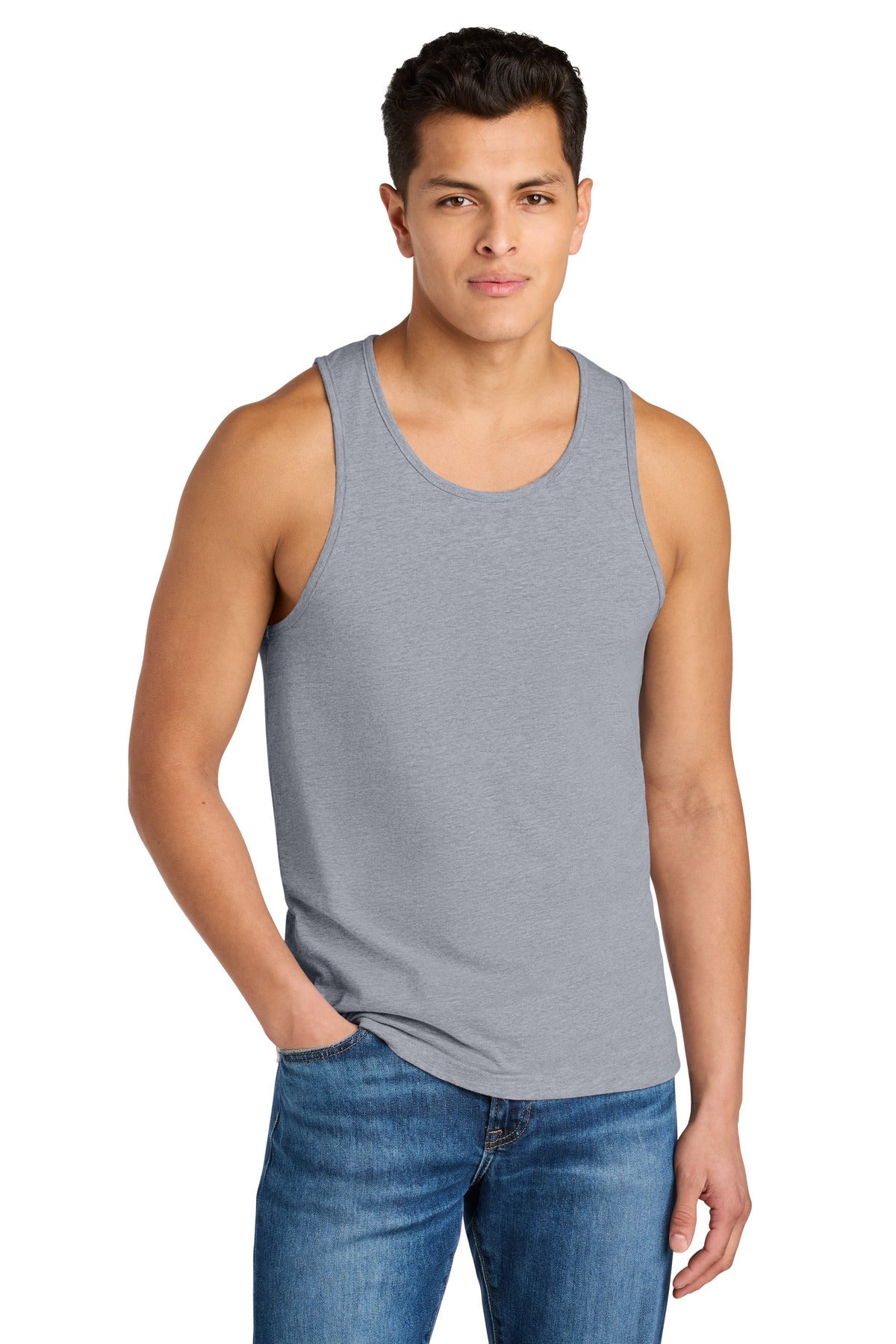 Front View of HthrGray Next Level Apparel Cotton Muscle Tank NL3633