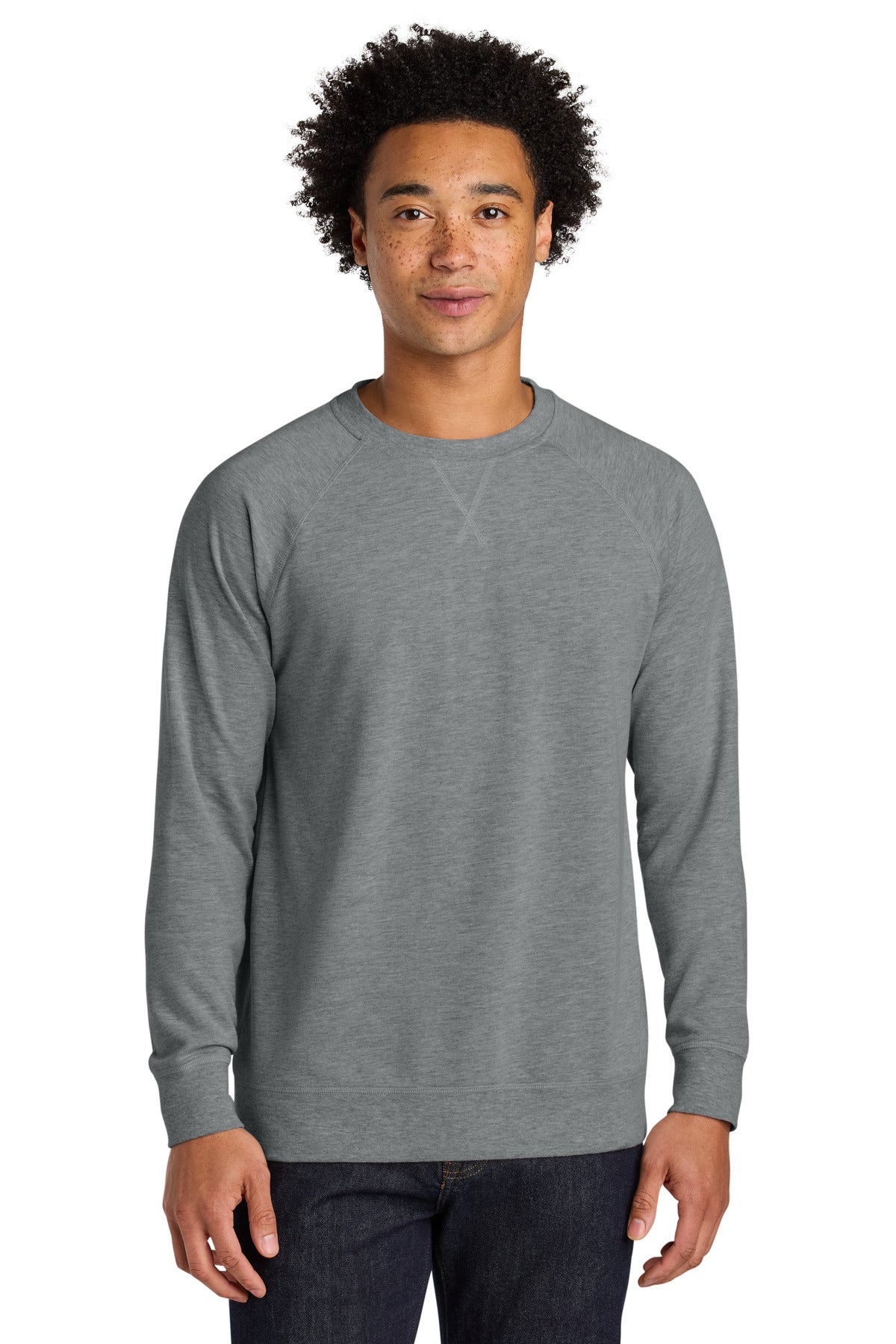 Front View of HthrGray Next Level Apparel Laguna Raglan Sweatshirt NL9000