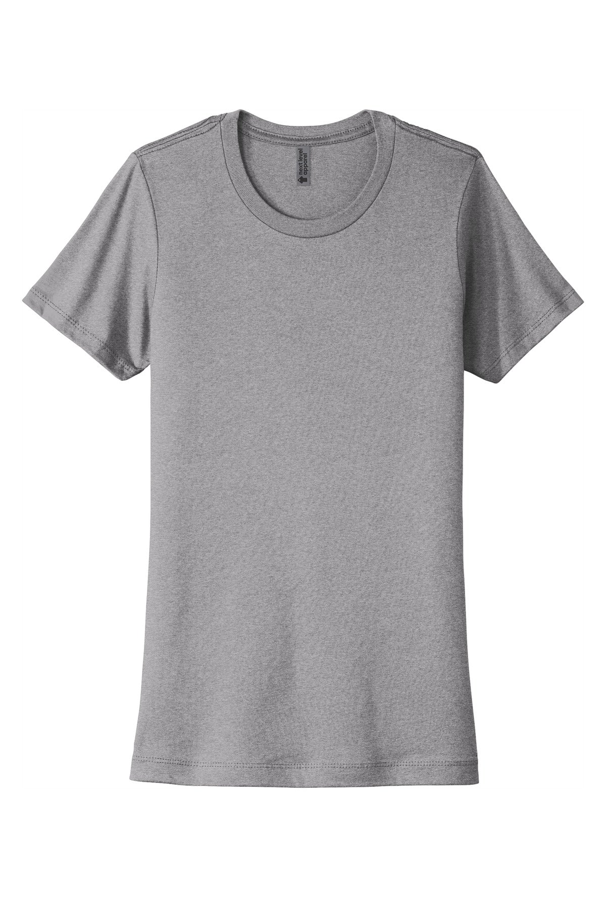 Front View of HthrGray Next Level Apparel Women's Cotton Tee. NL3900