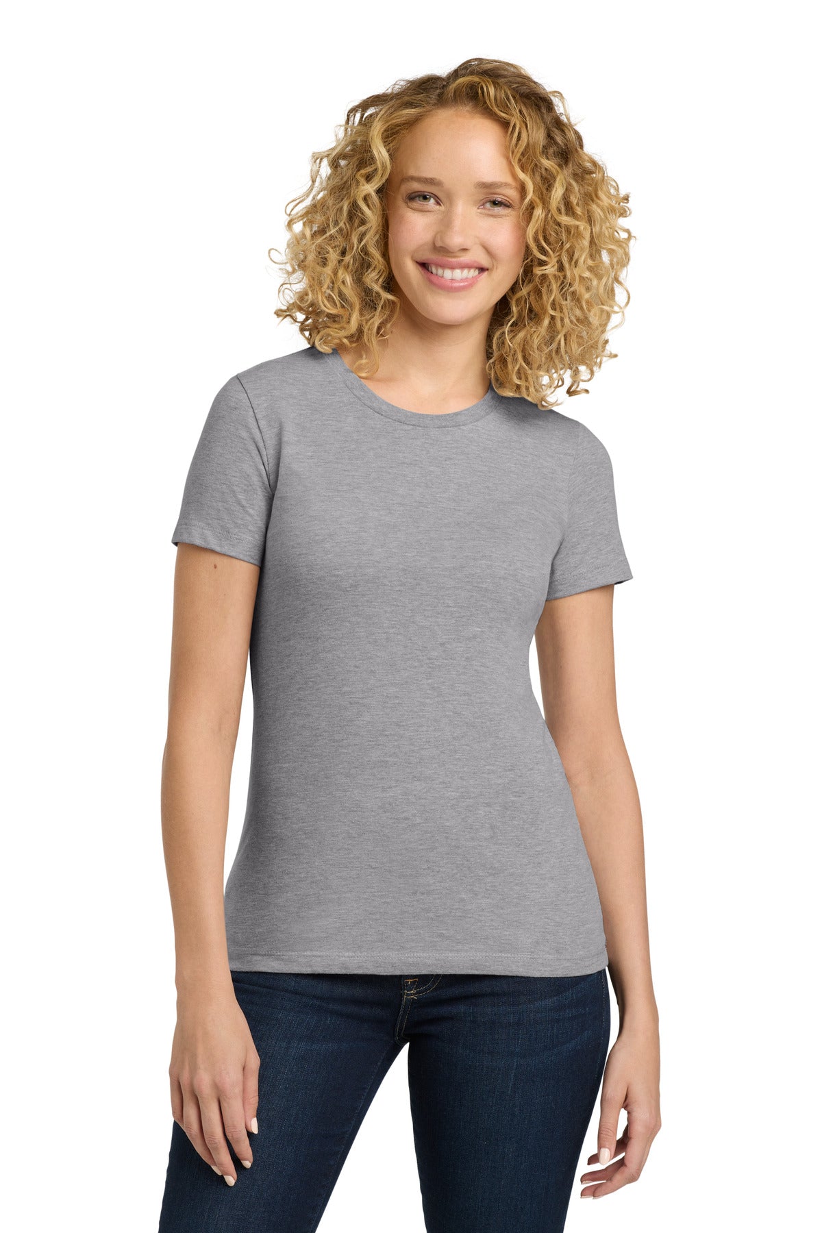 Front View of HthrGray Next Level Apparel Women's Cotton Tee. NL3900