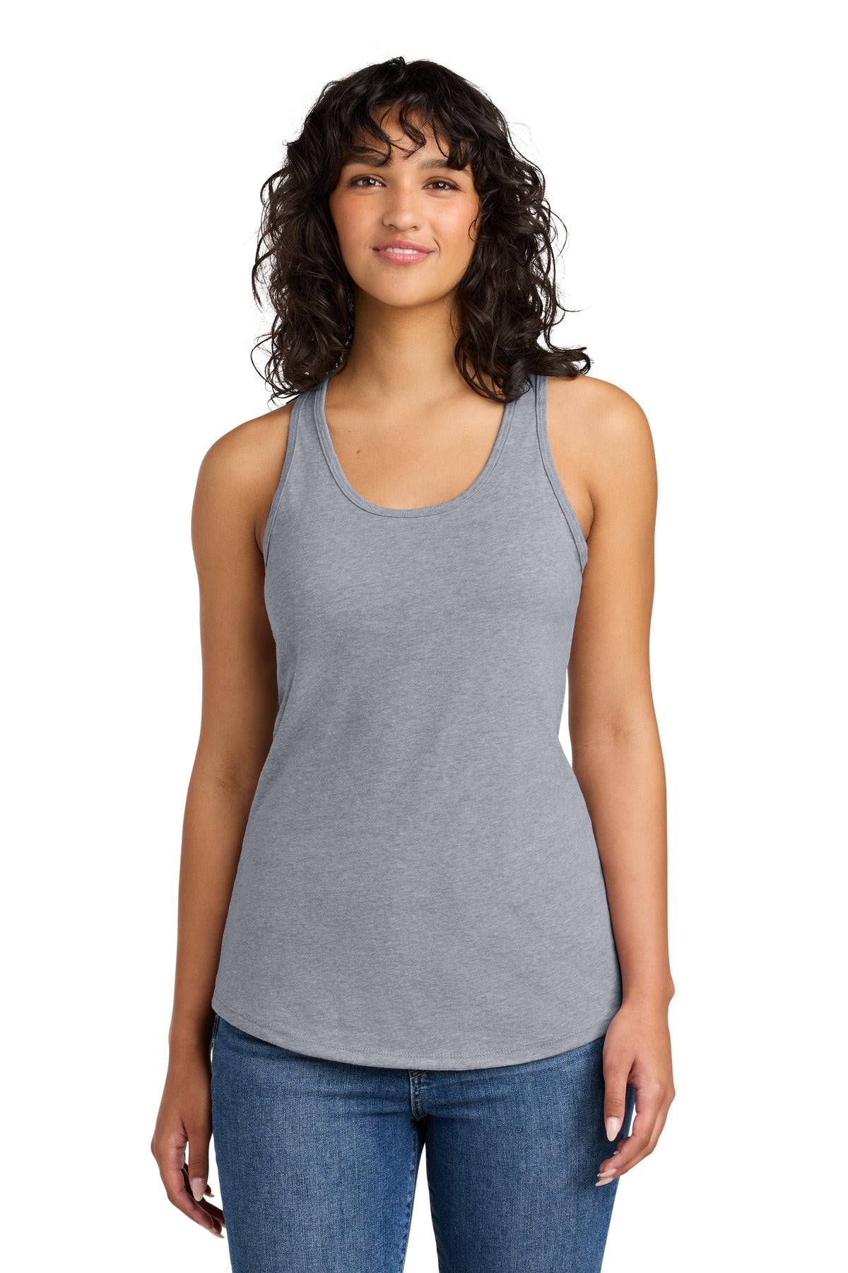 Front View of HthrGray Next Level Apparel Women's Ideal Racerback Tank NL1533
