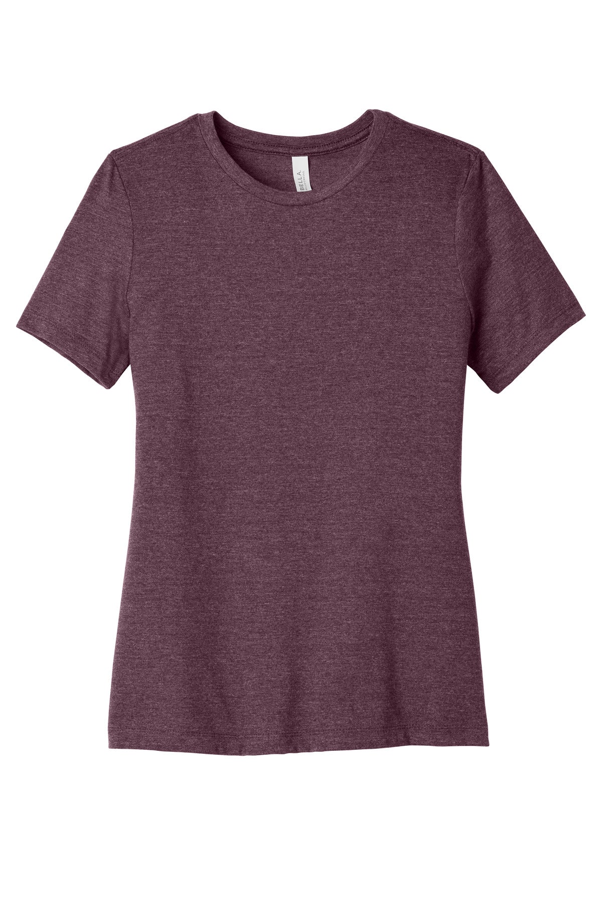 Front View of HthrMaroon BELLA+CANVAS Women's Relaxed CVC Tee BC6400CVC