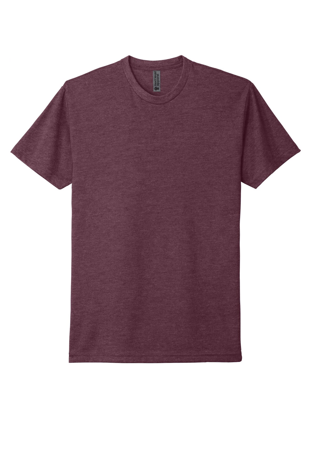 Front View of HthrMaroon Next Level Apparel Adult CVC Tee. NL6210