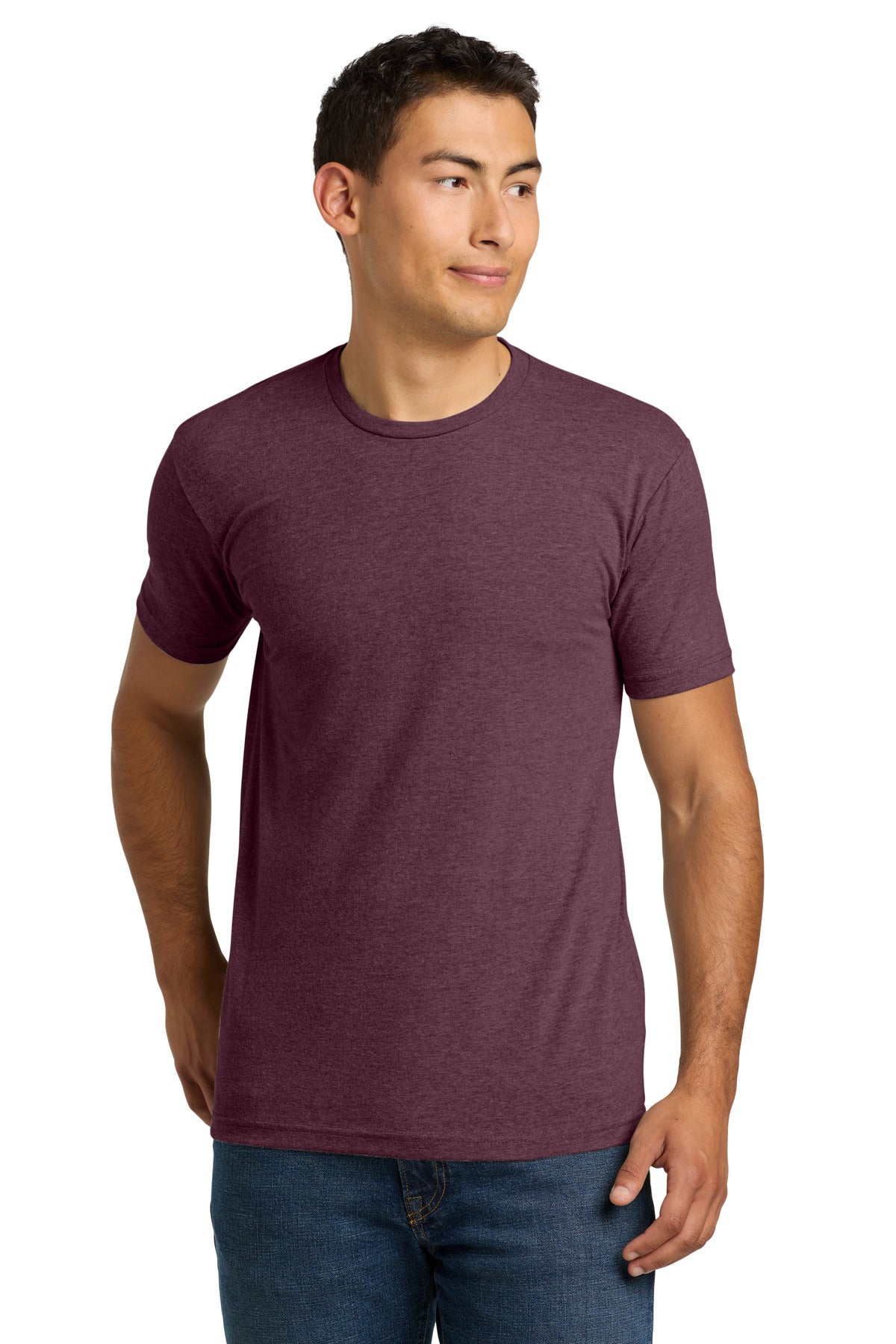 Front View of HthrMaroon Next Level Apparel Adult CVC Tee. NL6210