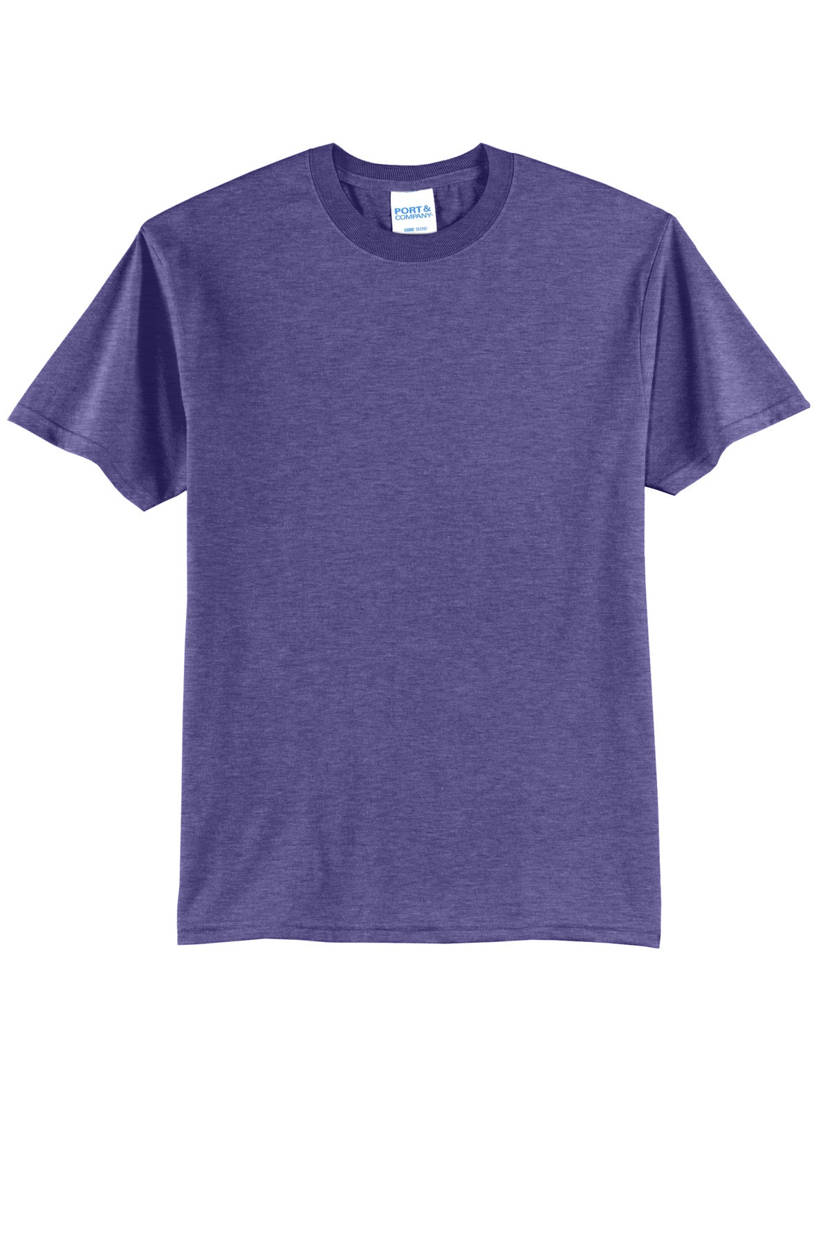 Front View of HthrPurple Port & Co Core Blend Tee. PC55
