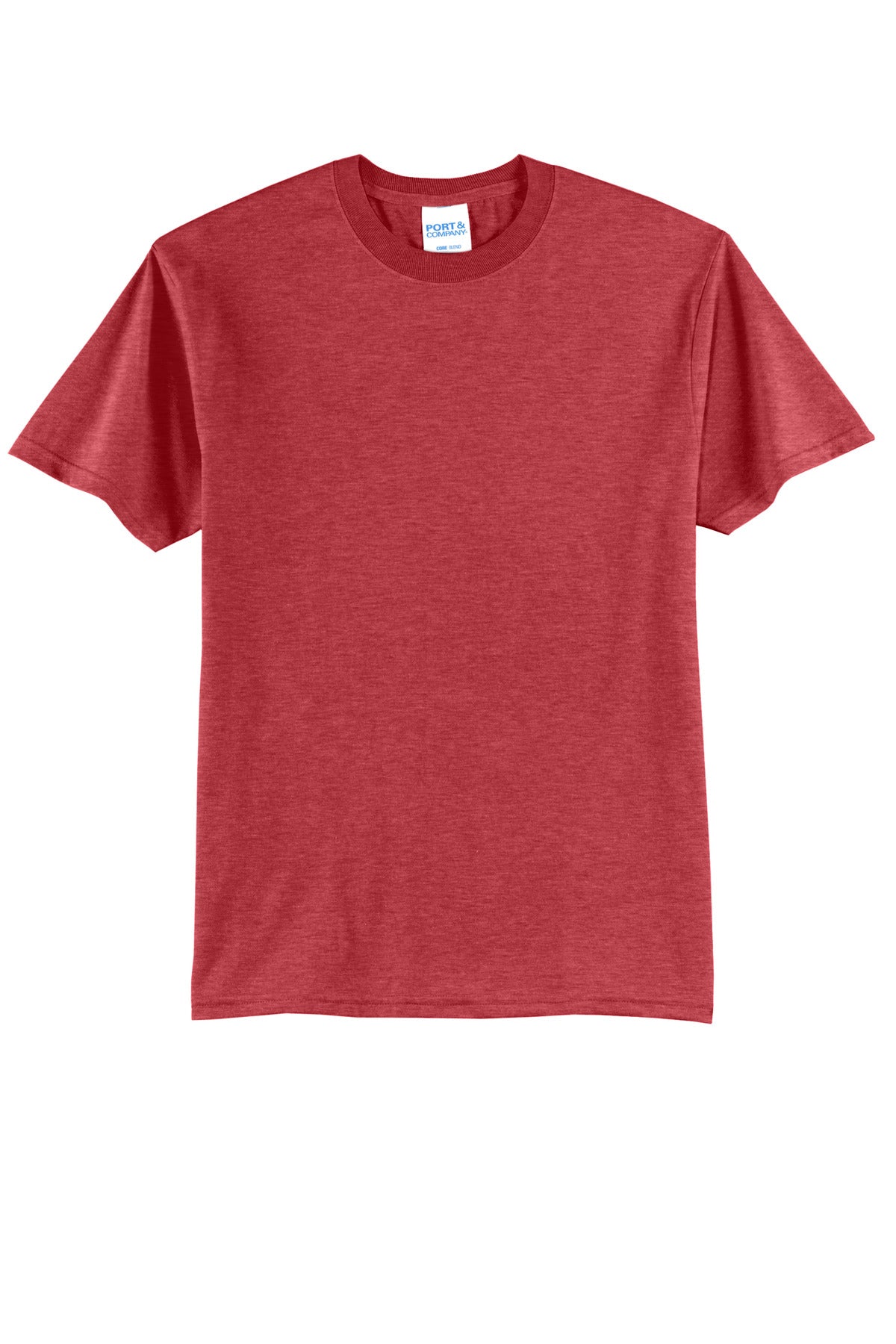 Front View of HthrRed Port & Co Core Blend Tee. PC55