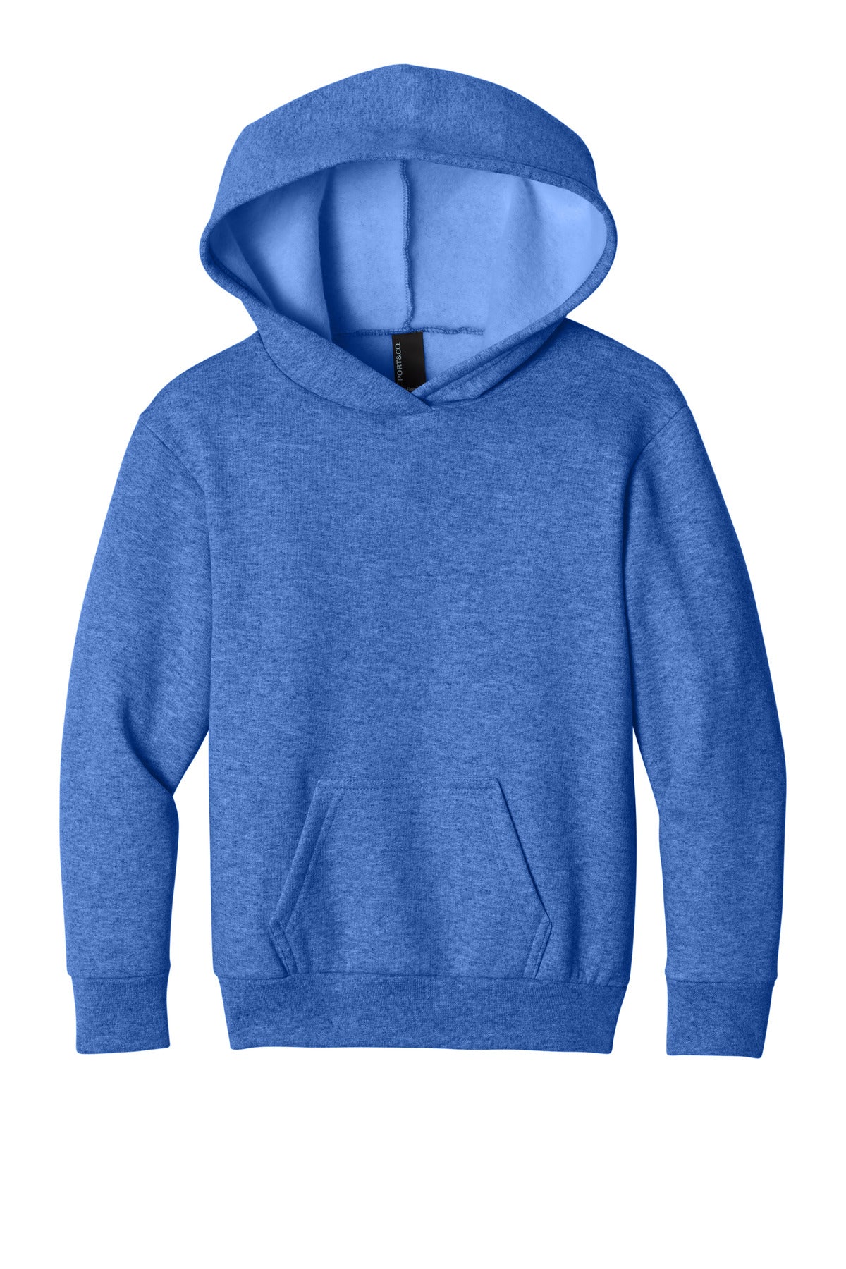 Front View of HthrRoyal Port & Co Youth Easy Fleece Pullover Hooded Sweatshirt PC68YH