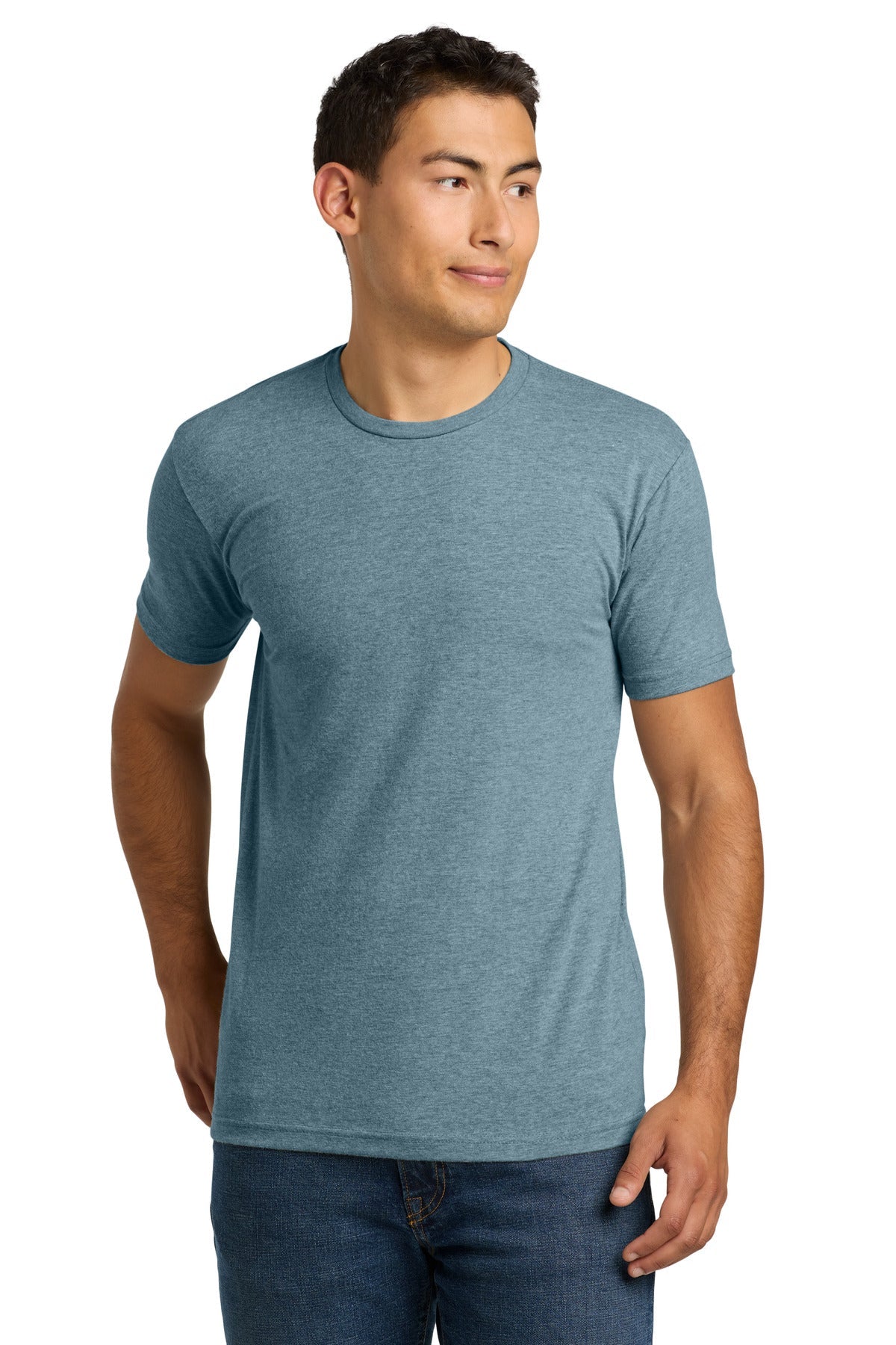 Front View of HthrSltBlu Next Level Apparel Adult CVC Tee. NL6210