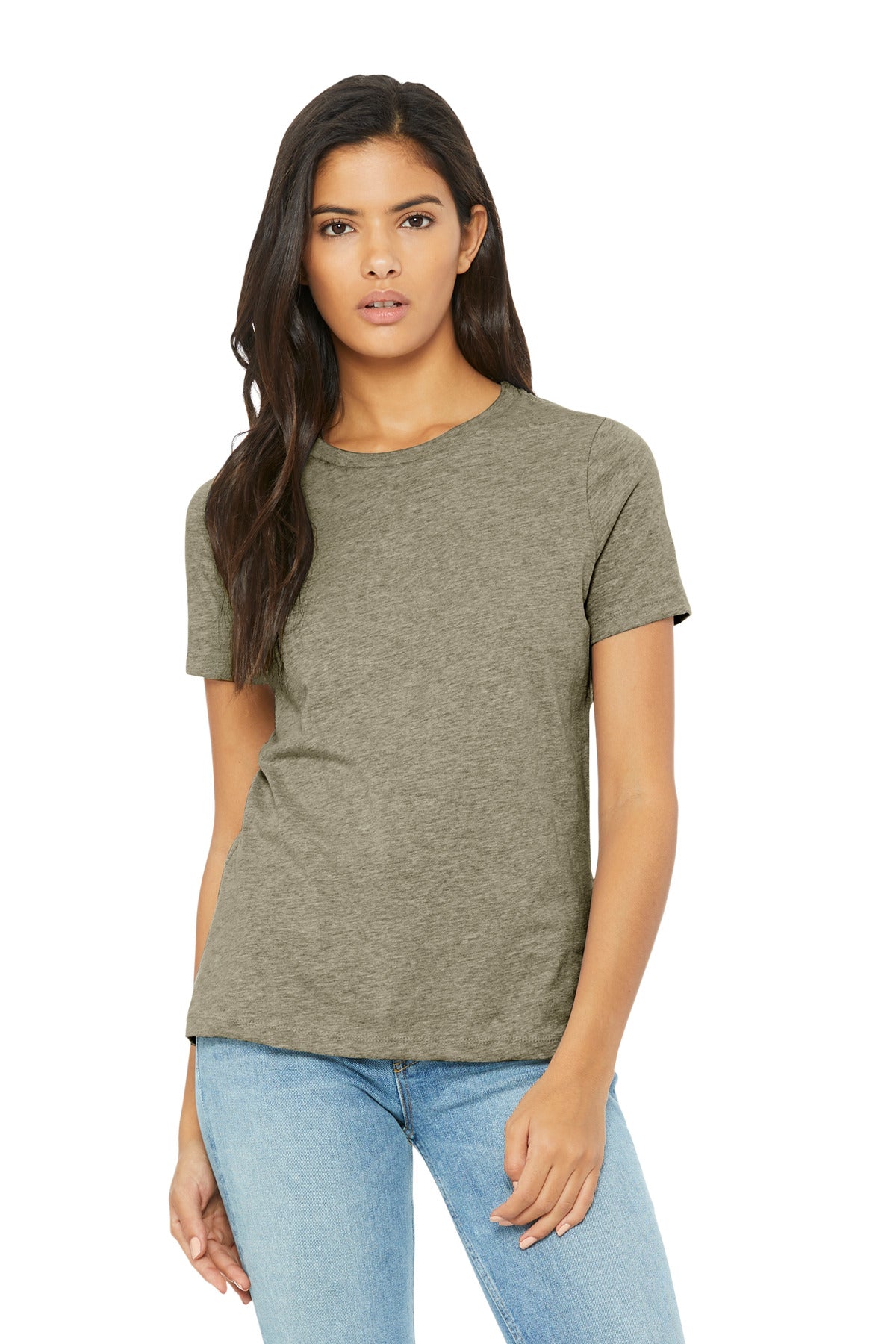 Front View of HthrStone BELLA+CANVAS Women's Relaxed CVC Tee BC6400CVC