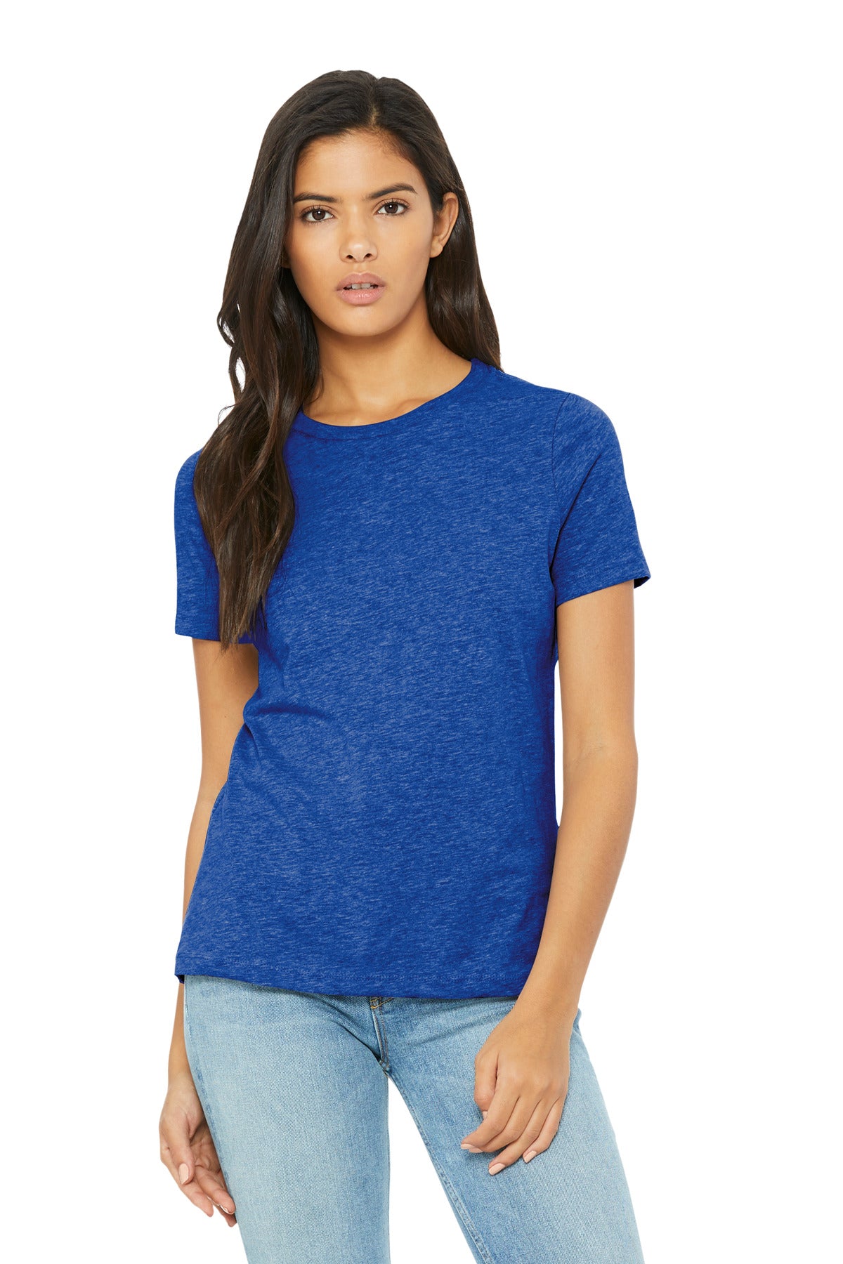 Front View of HthrTRRoy BELLA+CANVAS Women's Relaxed CVC Tee BC6400CVC