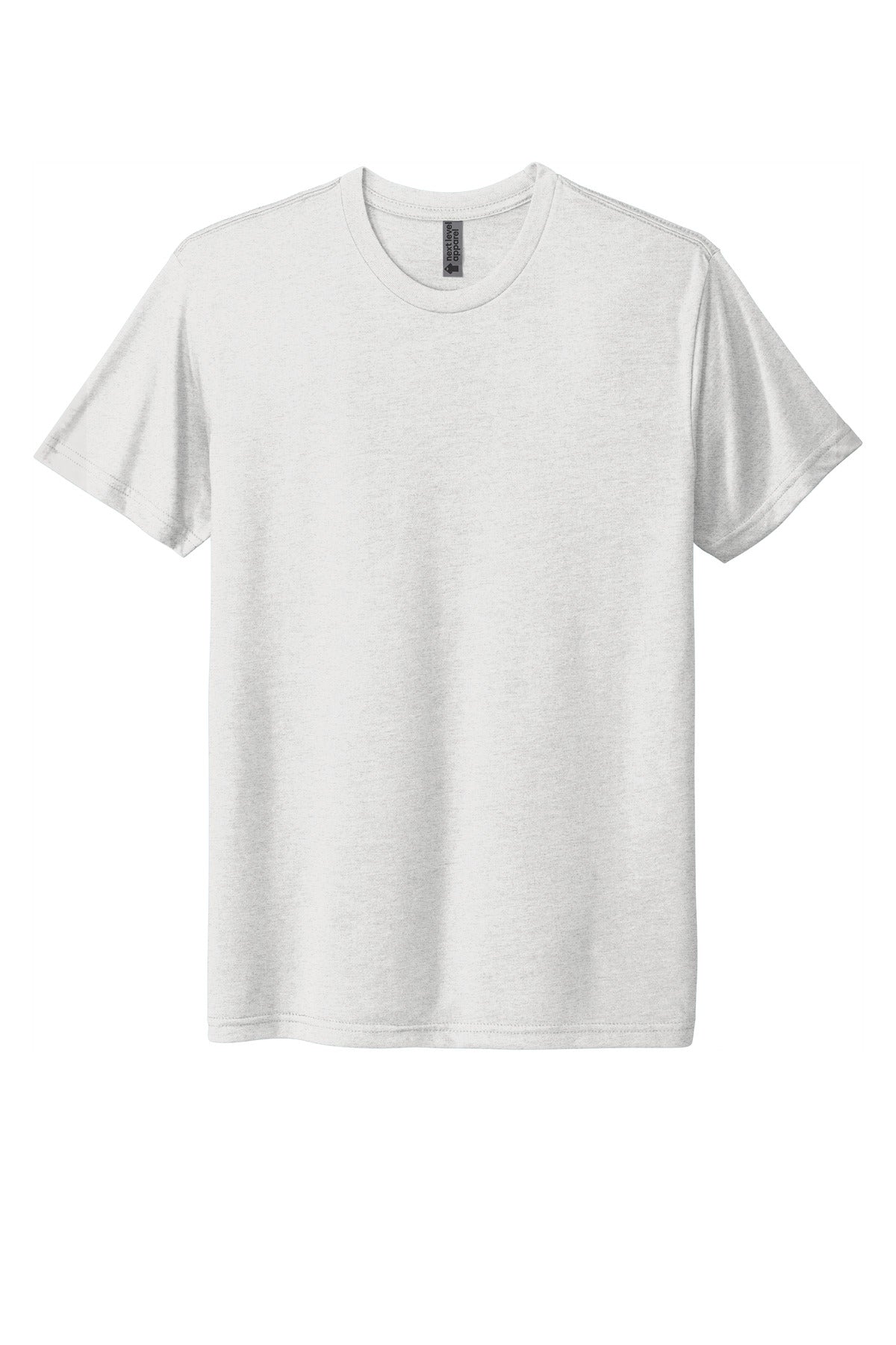 Front View of HthrWhite Next Level Apparel Adult Tri-Blend Tee. NL6010