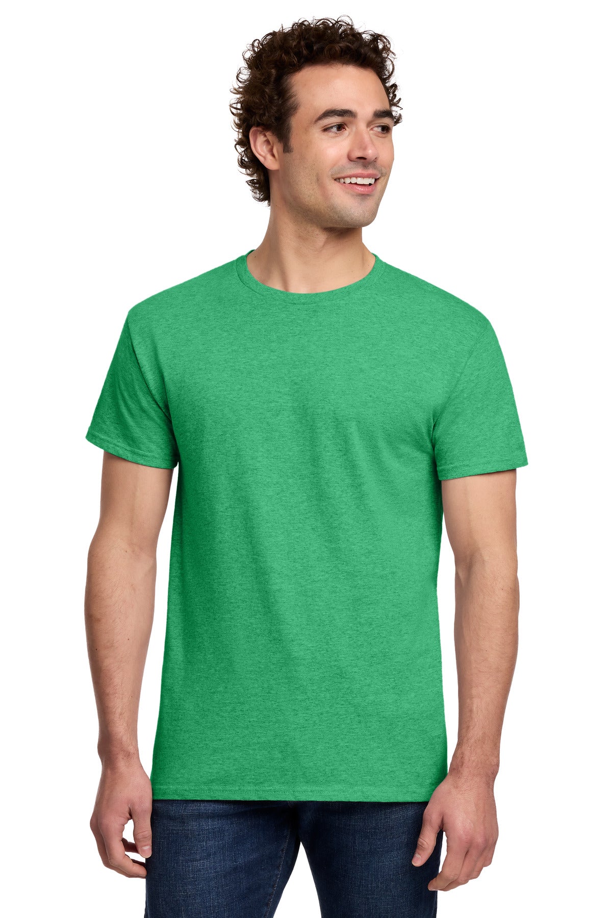 Front View of HtIrishGrn Gildan Light Cotton Tee 3000