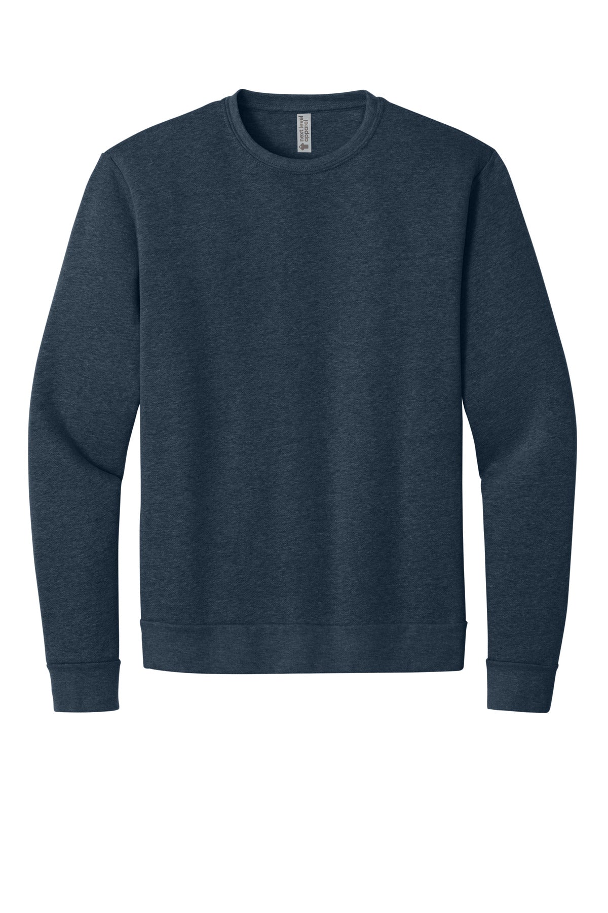 Front View of HtMdntNavy Next Level Apparel Adult Malibu Crewneck Sweatshirt NL9002