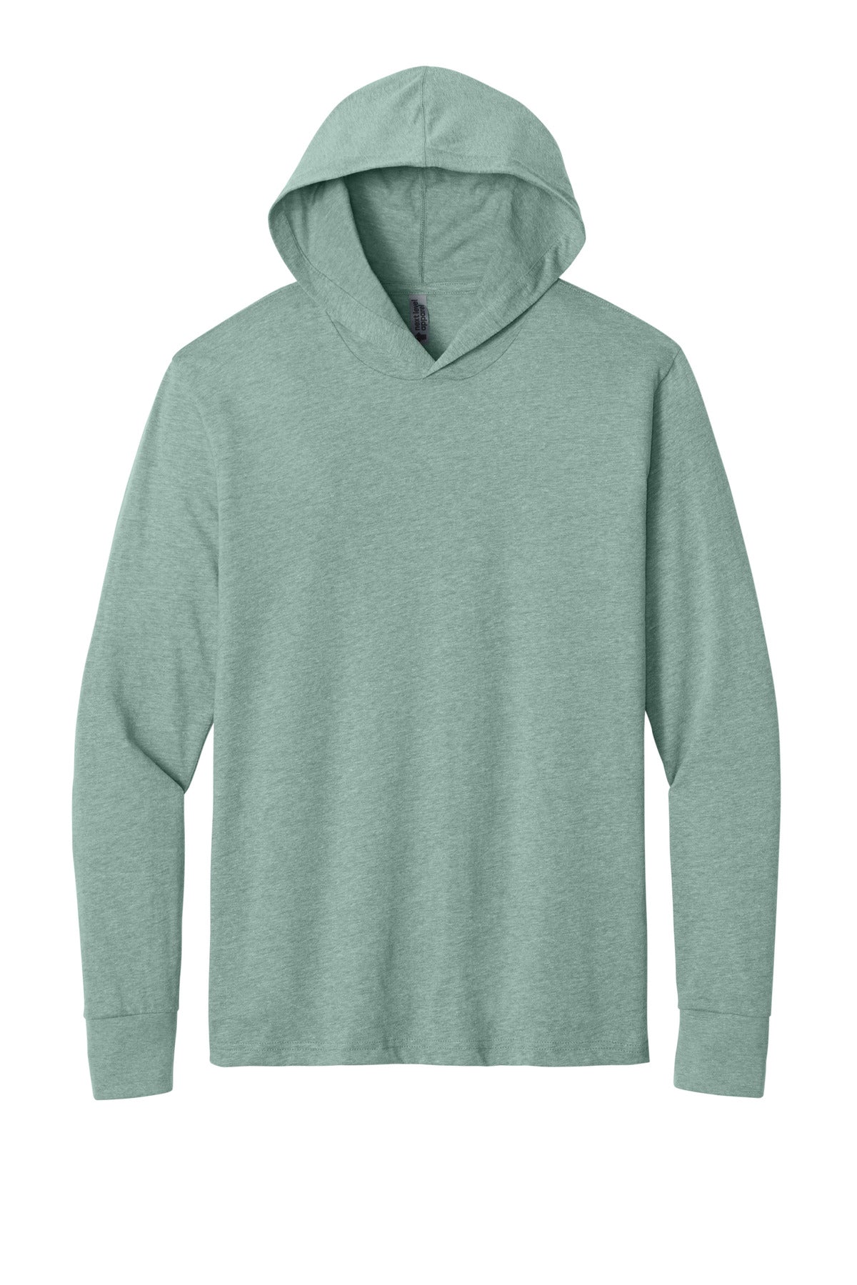 Front View of HtrSeafoam Next Level Apparel CVC Long Sleeve Hoodie NL6221