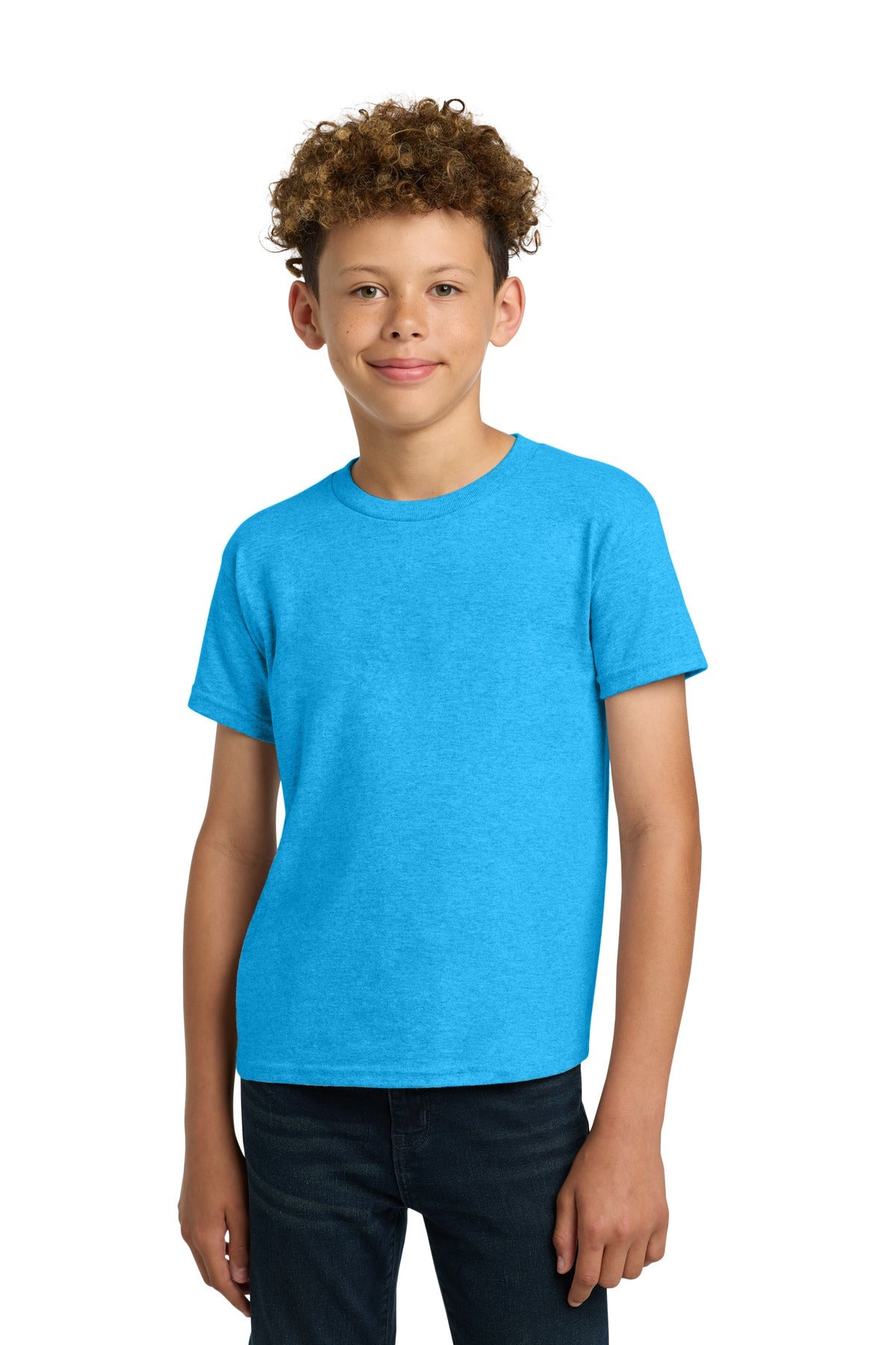 Front View of HtSapphire Gildan - Youth Heavy Cotton 100% Cotton T-Shirt. 5000B