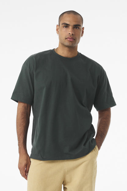 Front View of HunterGrn BELLA+CANVAS Unisex 7.5-Ounce Heavyweight Tee BC4610