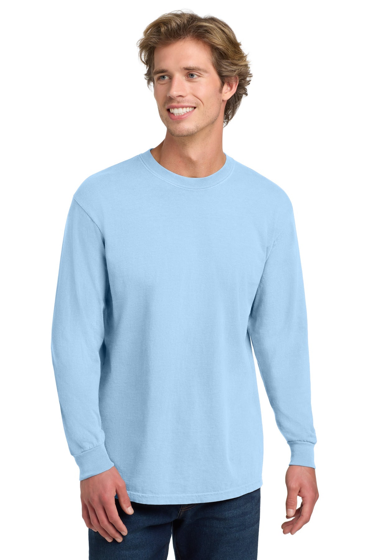 Front View of Hydrangea COMFORT COLORS Heavyweight Ring Spun Long Sleeve Tee. 6014
