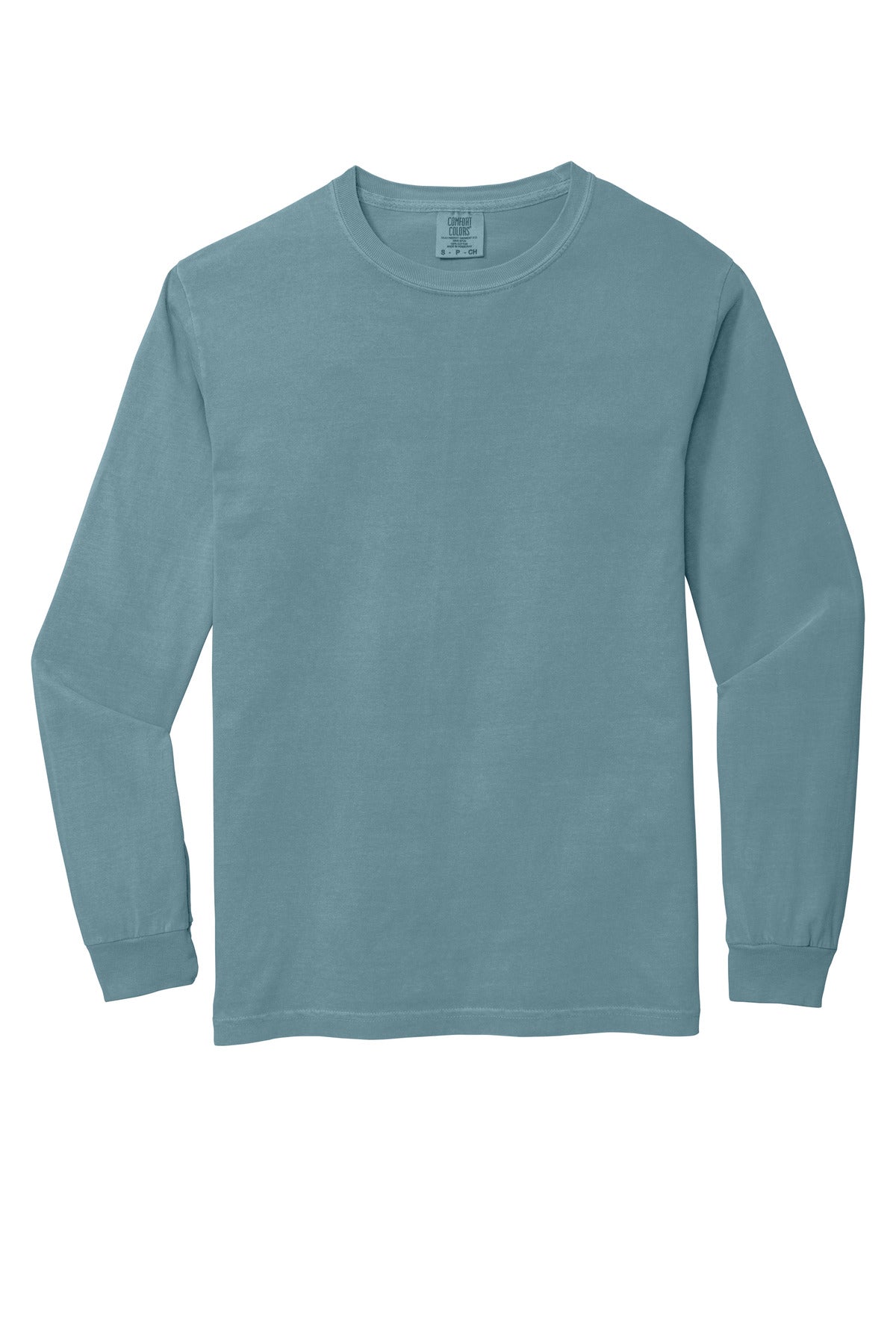 Front View of Ice Blue COMFORT COLORS Heavyweight Ring Spun Long Sleeve Tee. 6014