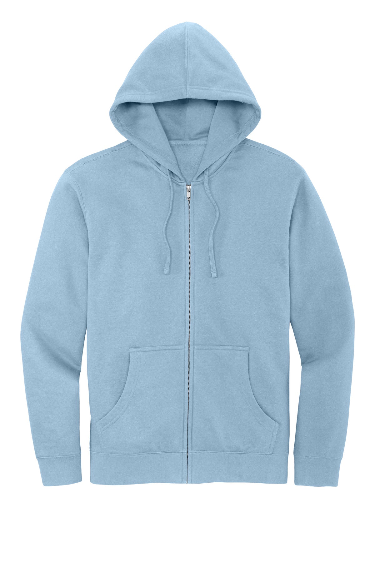 Front View of Ice Blue District V.I.T. Fleece Full-Zip Hoodie DT6102