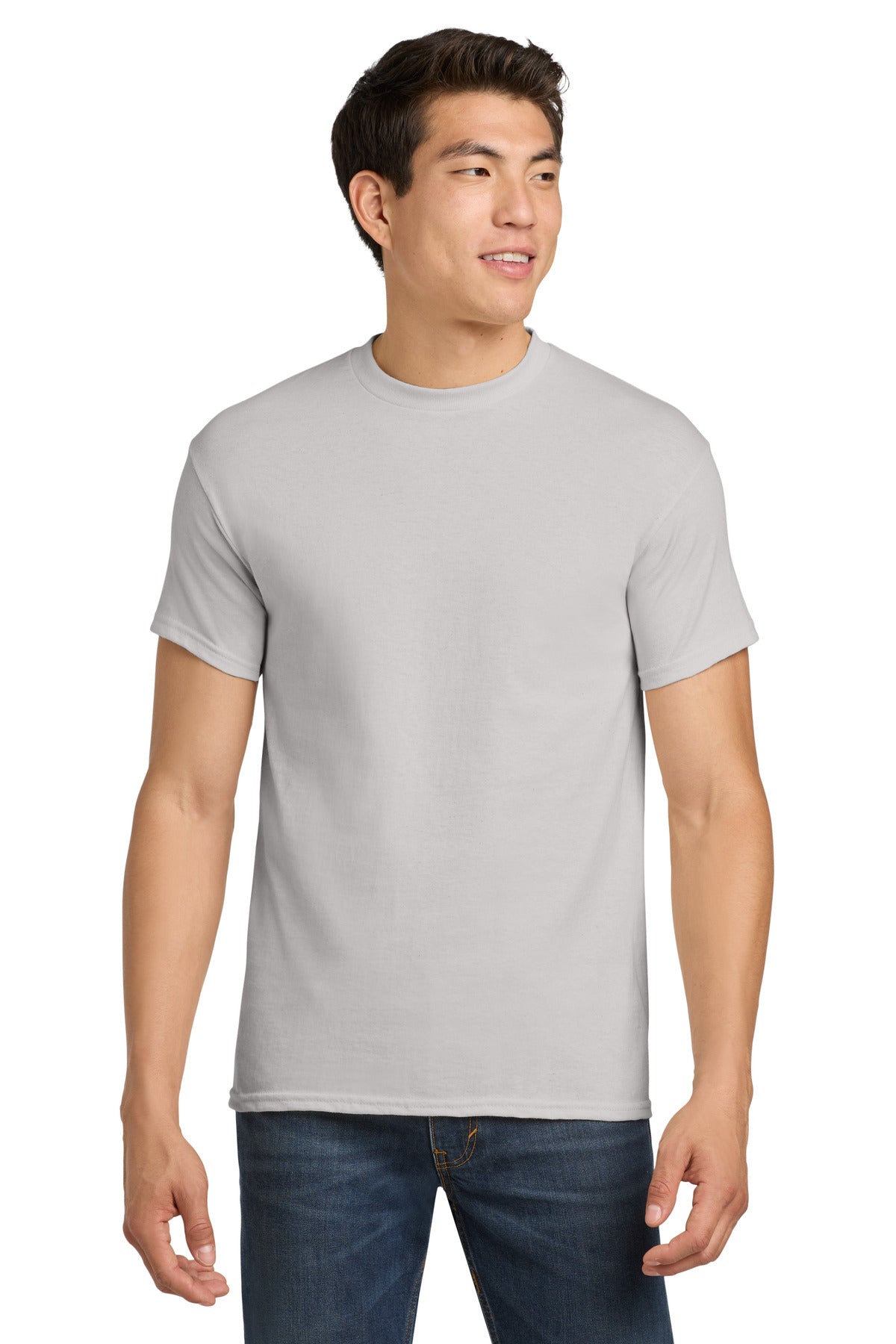 Front View of Ice Grey Gildan - Heavy Cotton 100% Cotton T-Shirt. 5000
