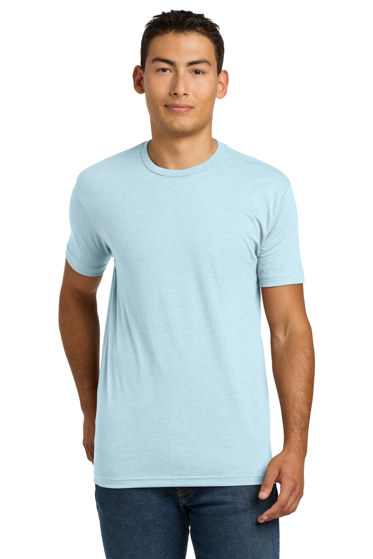 Front View of IceBlue Next Level Apparel Adult CVC Tee. NL6210