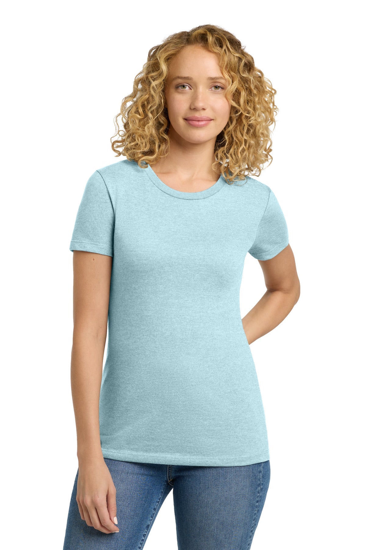 Front View of IceBlue Next Level Apparel Women's CVC Tee. NL6610