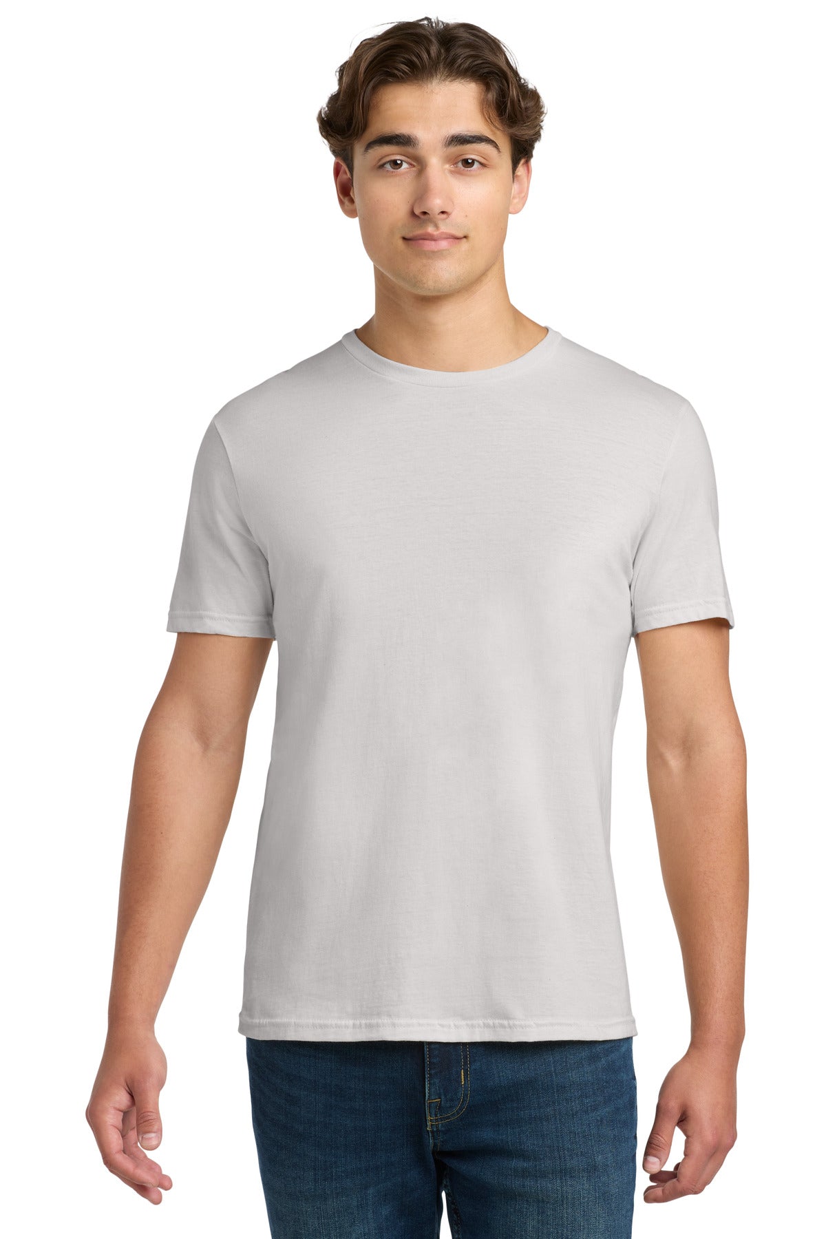 Front View of IceGrey Gildan Softstyle T-Shirt. 64000